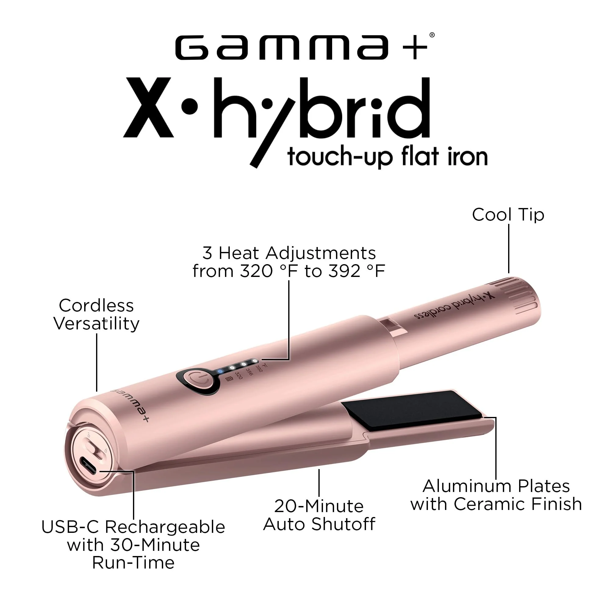 GAMMA+ X-Hybrid Cordless Flat Iron with Aluminum Plates, Travel Size for Quick Touch-Ups - Image 2