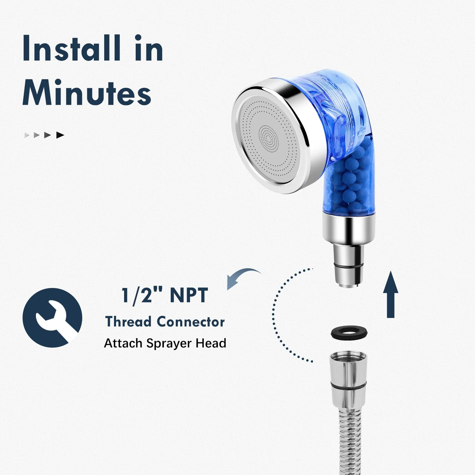 Garaook Blue Shampoo Bowl Sprayer Head with Filter, 2PCS Sprayer Head for Portable Salon Sink, 3 Sprayer Modes and High Pressure - Image 4
