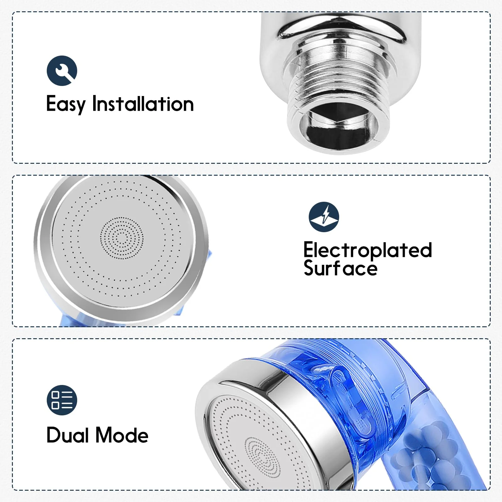 Garaook Blue Shampoo Bowl Sprayer Head with Filter, 2PCS Sprayer Head for Portable Salon Sink, 3 Sprayer Modes and High Pressure - Image 5