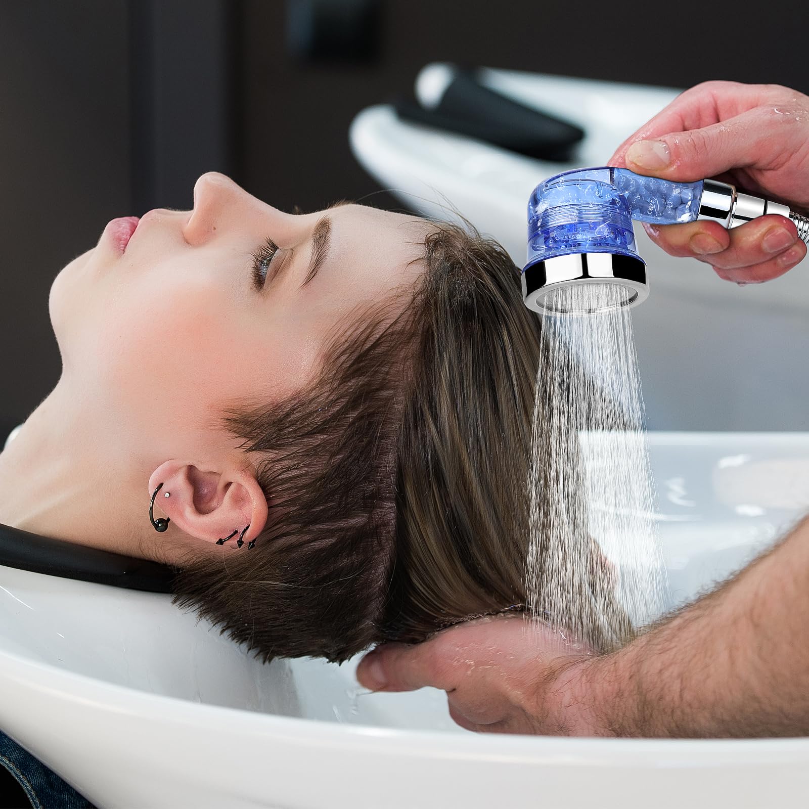 Garaook Blue Shampoo Bowl Sprayer Head with Filter, 2PCS Sprayer Head for Portable Salon Sink, 3 Sprayer Modes and High Pressure - Image 7