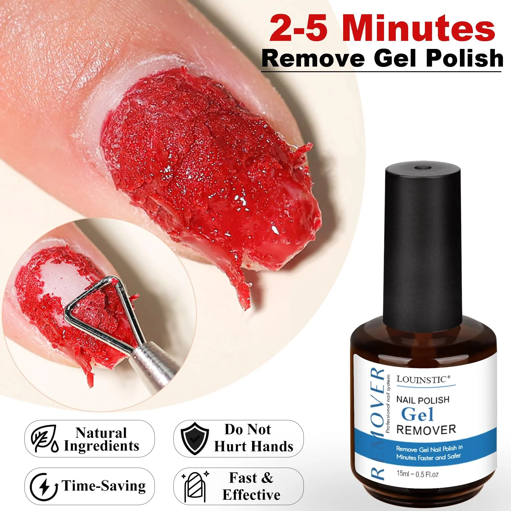 Gel Nail Polish Remover - Gel Polish Remover Kit with Cuticle Oil & Latex Tape & Colored Peel Off Manicure Tools, Gel Remover for Nails 2-5 Minutes, No Soaking,Wrapping - Image 2