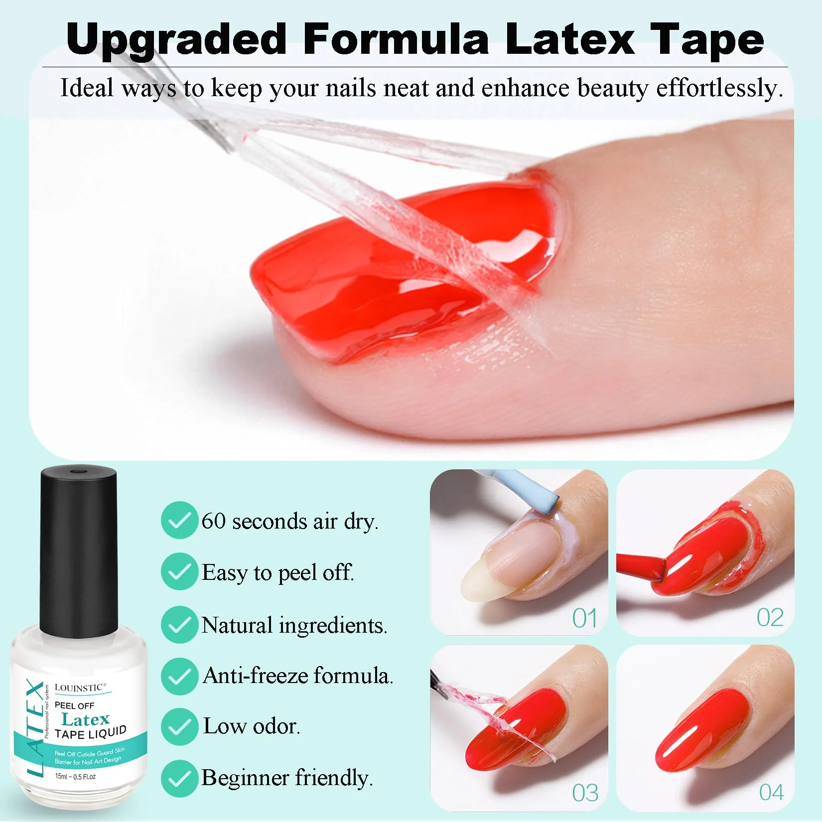 Gel Nail Polish Remover - Gel Polish Remover Kit with Cuticle Oil & Latex Tape & Colored Peel Off Manicure Tools, Gel Remover for Nails 2-5 Minutes, No Soaking,Wrapping - Image 4