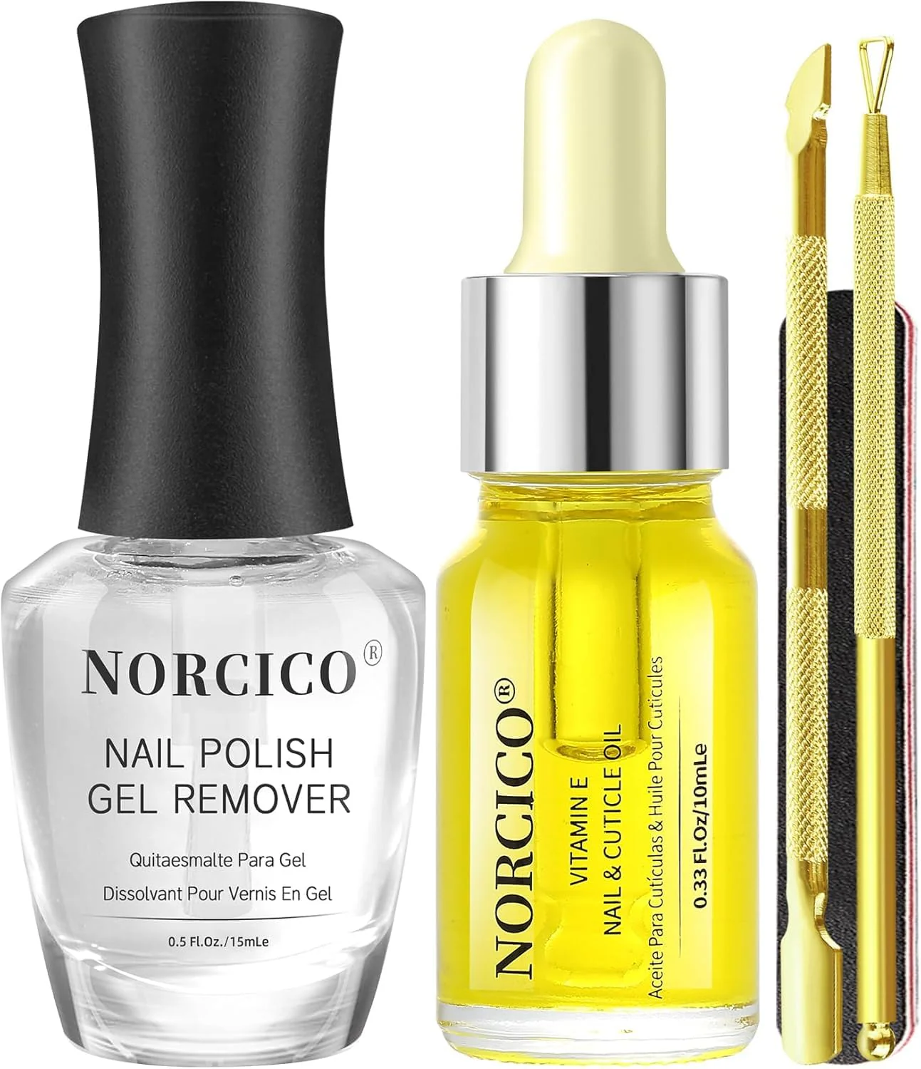 Gel Polish Remover, Cuticle Oil for Nails (10ml) & Pro-Tools, Fast-Acting Gel Nail Remover (15ml) Works in 2-5 Mins, No Soak for Salon-Quality At-Home Manicure, Gentle Formula with Moisturizing Care