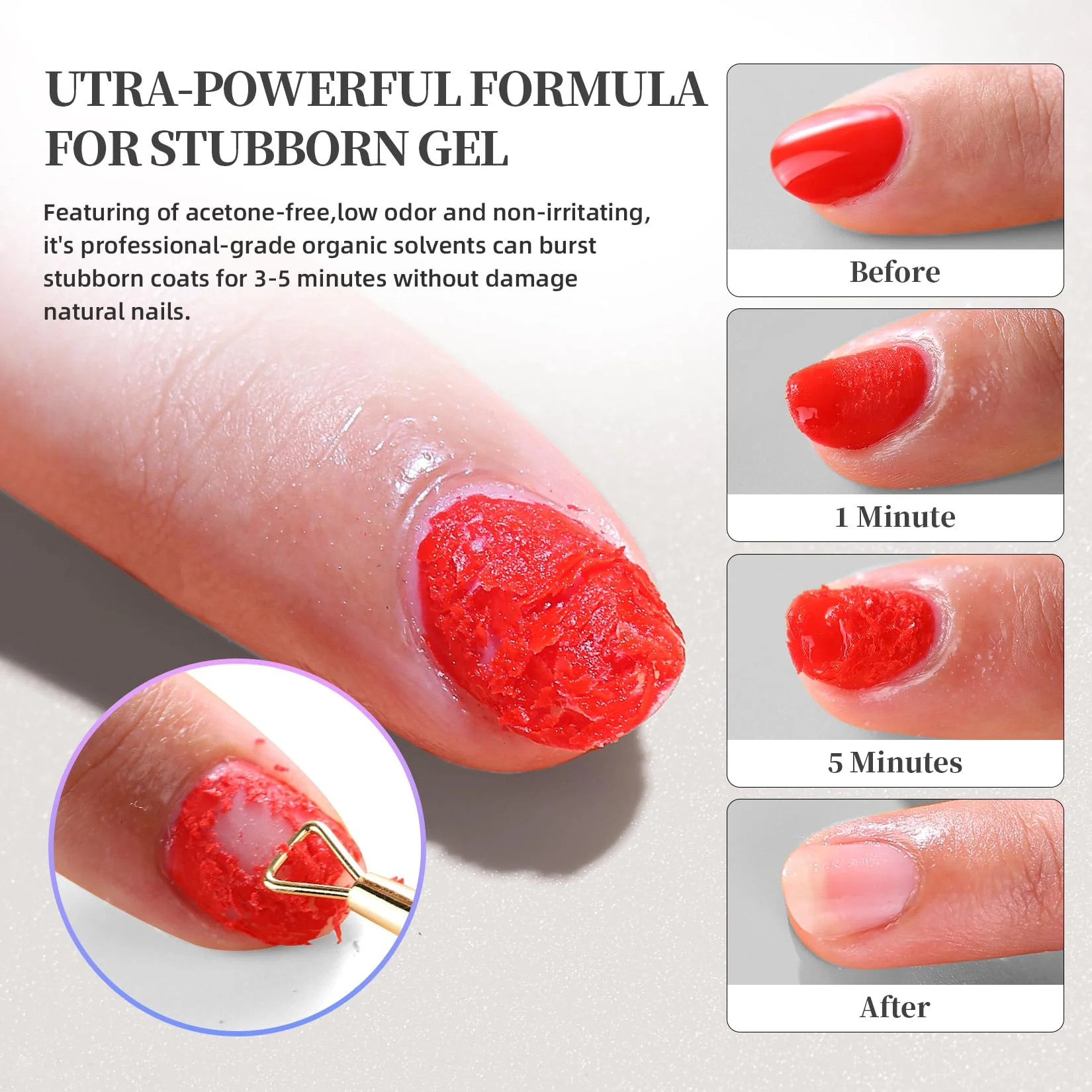 Gel Polish Remover, Cuticle Oil for Nails (10ml) & Pro-Tools, Fast-Acting Gel Nail Remover (15ml) Works in 2-5 Mins, No Soak for Salon-Quality At-Home Manicure, Gentle Formula with Moisturizing Care - Image 3