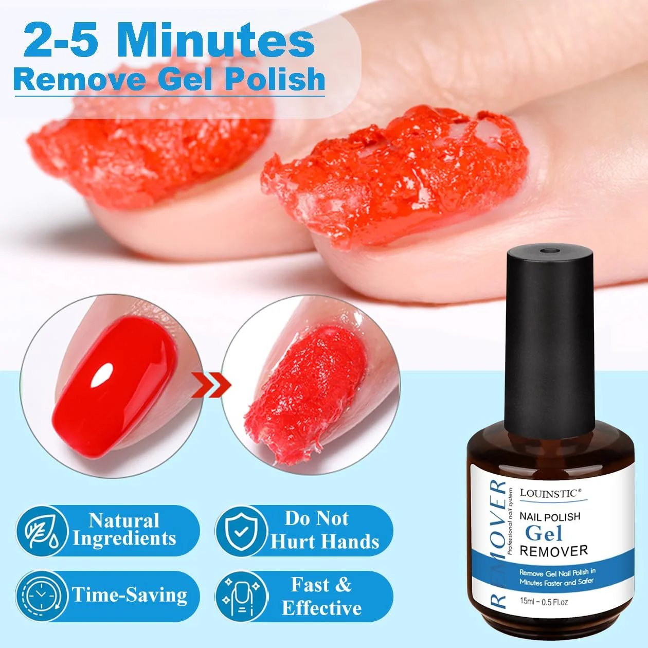 Gel Polish Remover, Gel Remover Kit Includes Cuticle Oil for Nail & Nail Polish Remover Tool No Soaking or Wrapping Removes Gel Polish in 2-5 Minutes - Image 2