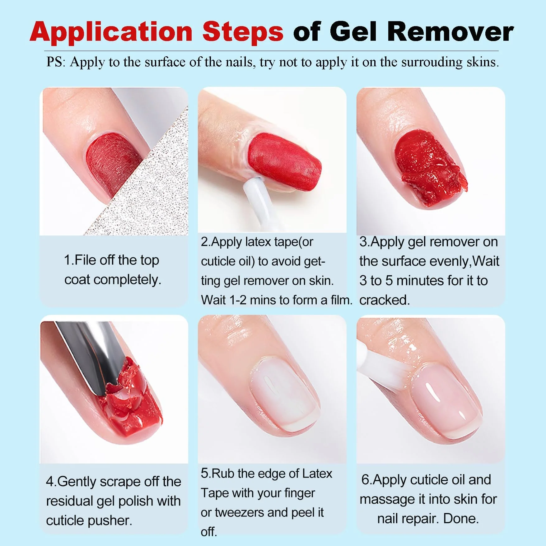Gel Polish Remover, Gel Remover Kit Includes Cuticle Oil for Nail & Nail Polish Remover Tool No Soaking or Wrapping Removes Gel Polish in 2-5 Minutes - Image 7