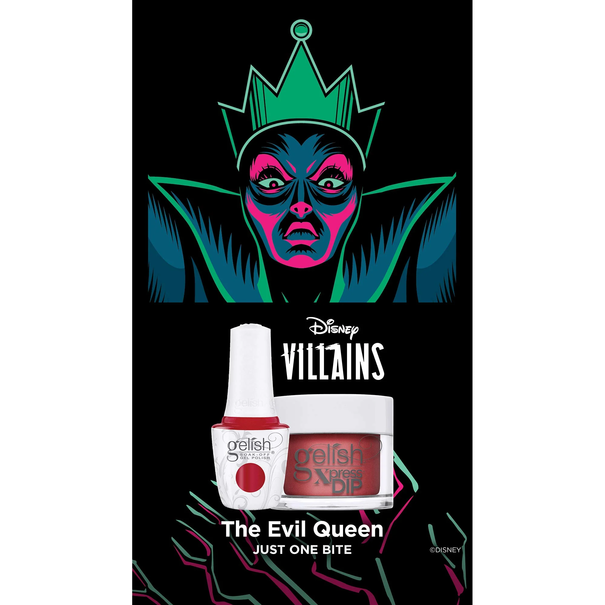 Gelish Xpress Dip "Just One Bite" Disney Villains Collection, 1.5 oz. - Candy Apple Red Shimmer - Image 3