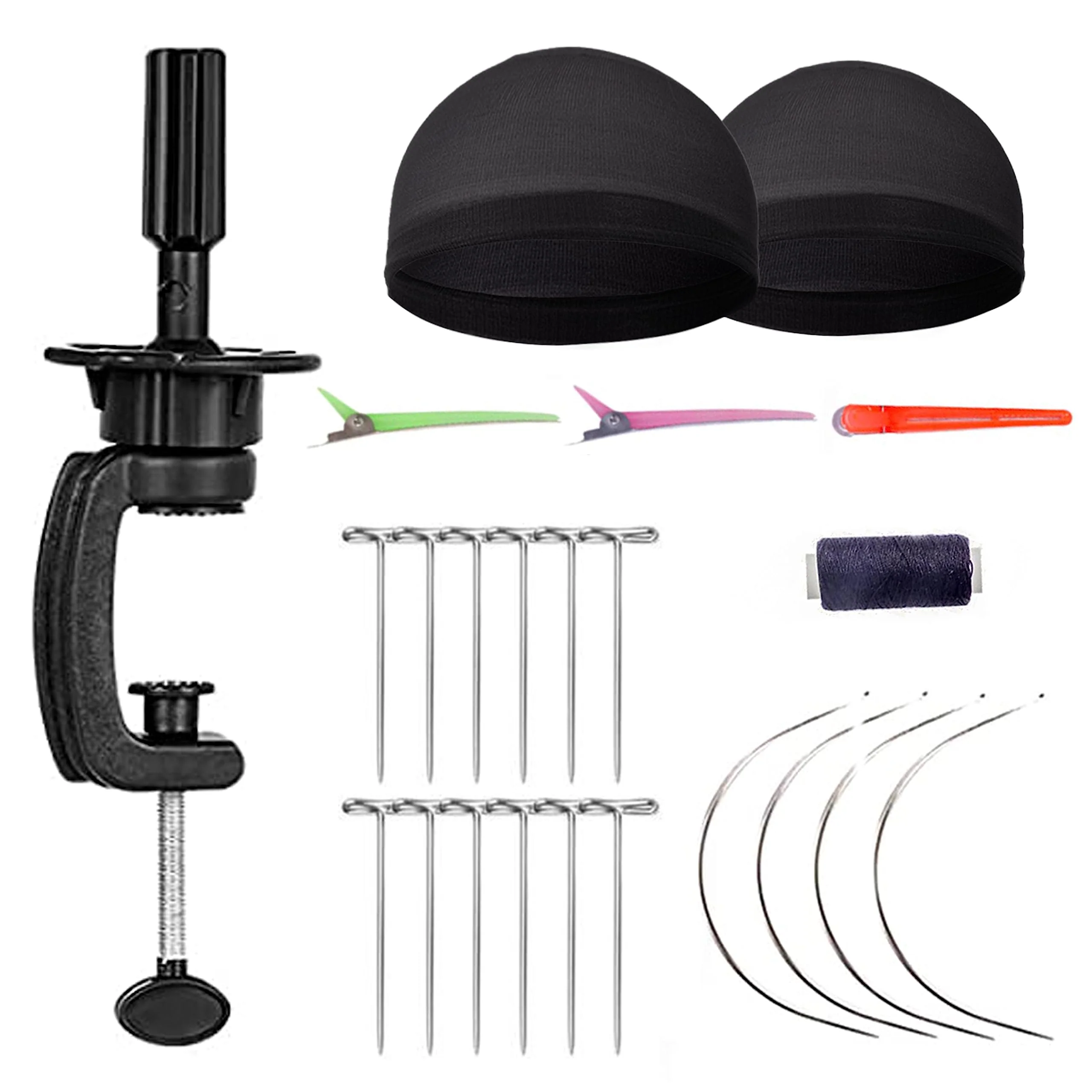 GEXWORLDWIDE GEX 20"-24" Canvas Cork Wig Block Mannequin Head for Wig Making Drying Styling Display with Table C Clamp Stand Holder (Black 22") - Image 3