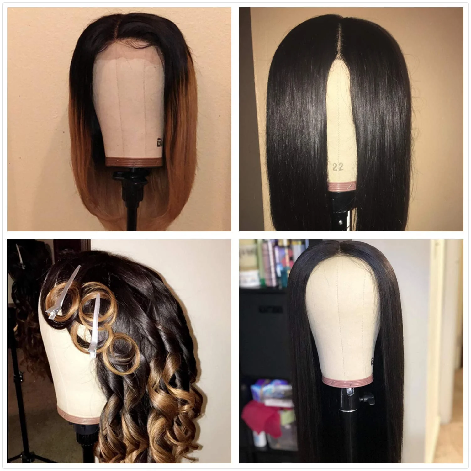 GEXWORLDWIDE GEX 20"-24" Cork Canvas Block Head Mannequin Head Wig Display Styling Head With Mount Hole (Light Brown, 22") - Image 4
