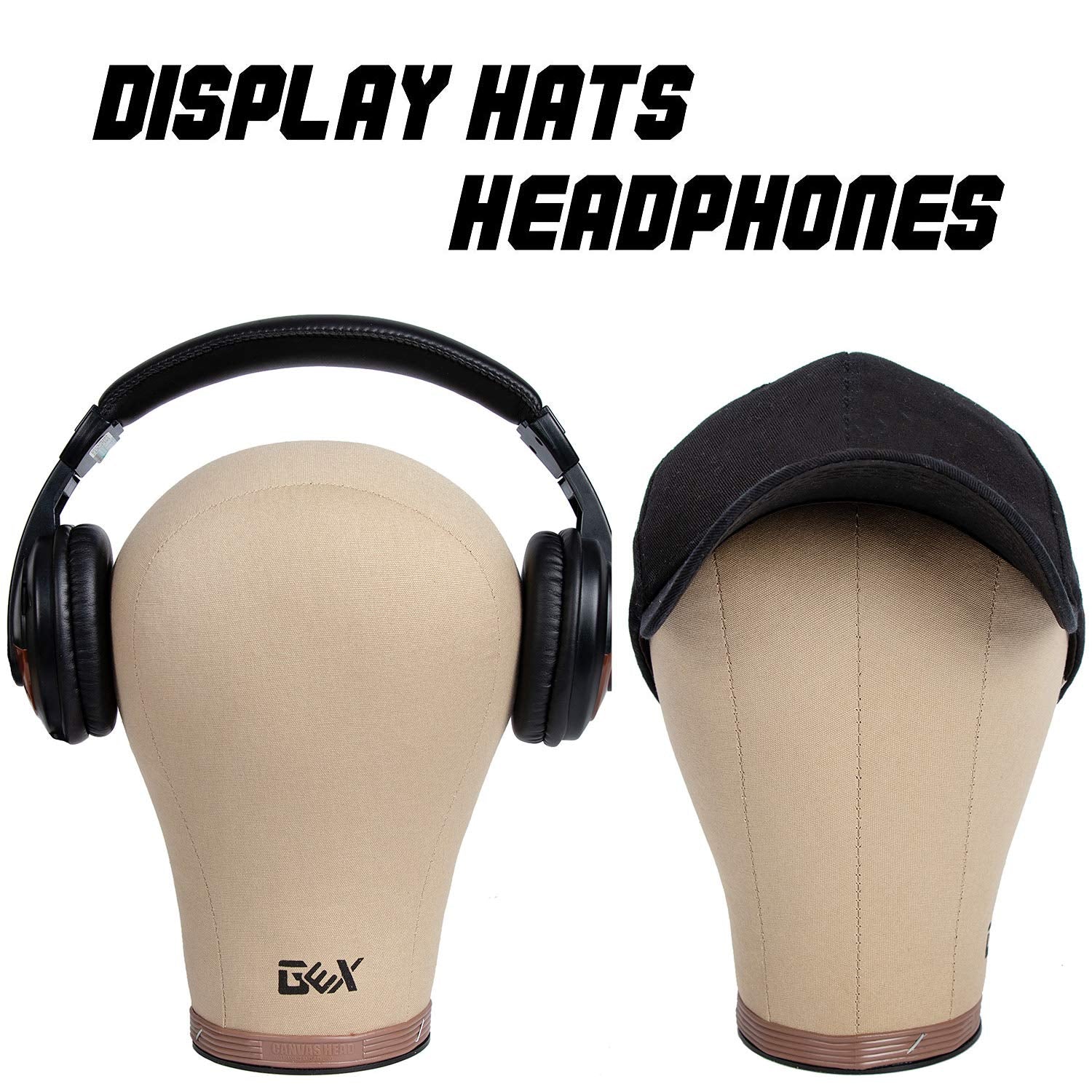 GEXWORLDWIDE GEX 20"-24" Cork Canvas Block Head Mannequin Head Wig Display Styling Head With Mount Hole (Light Brown, 22") - Image 5