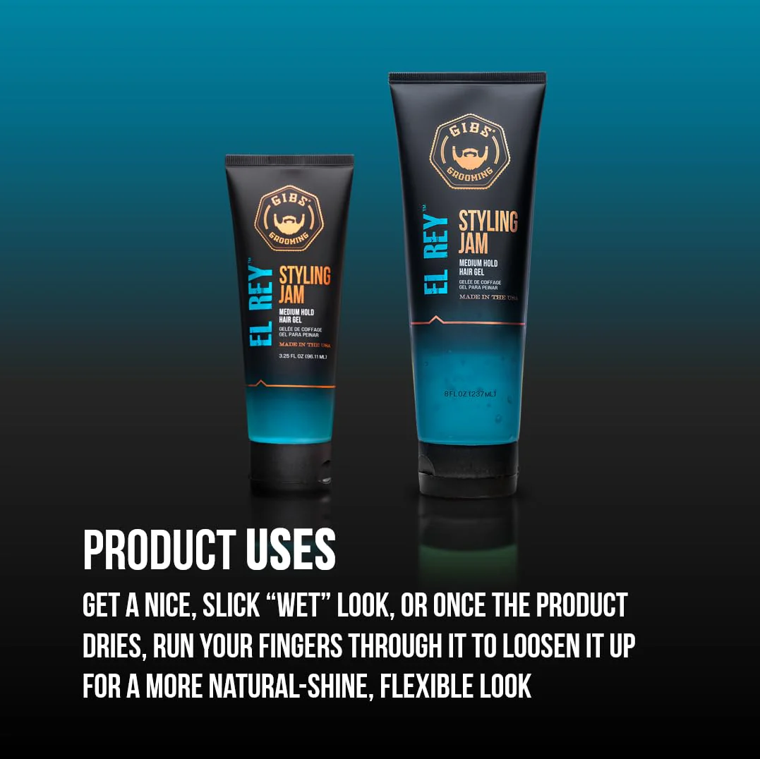 GIBS Grooming El Rey Styling Jam for Men, Medium Hold Hair Gel, 3.25 Fl Oz - Image 2