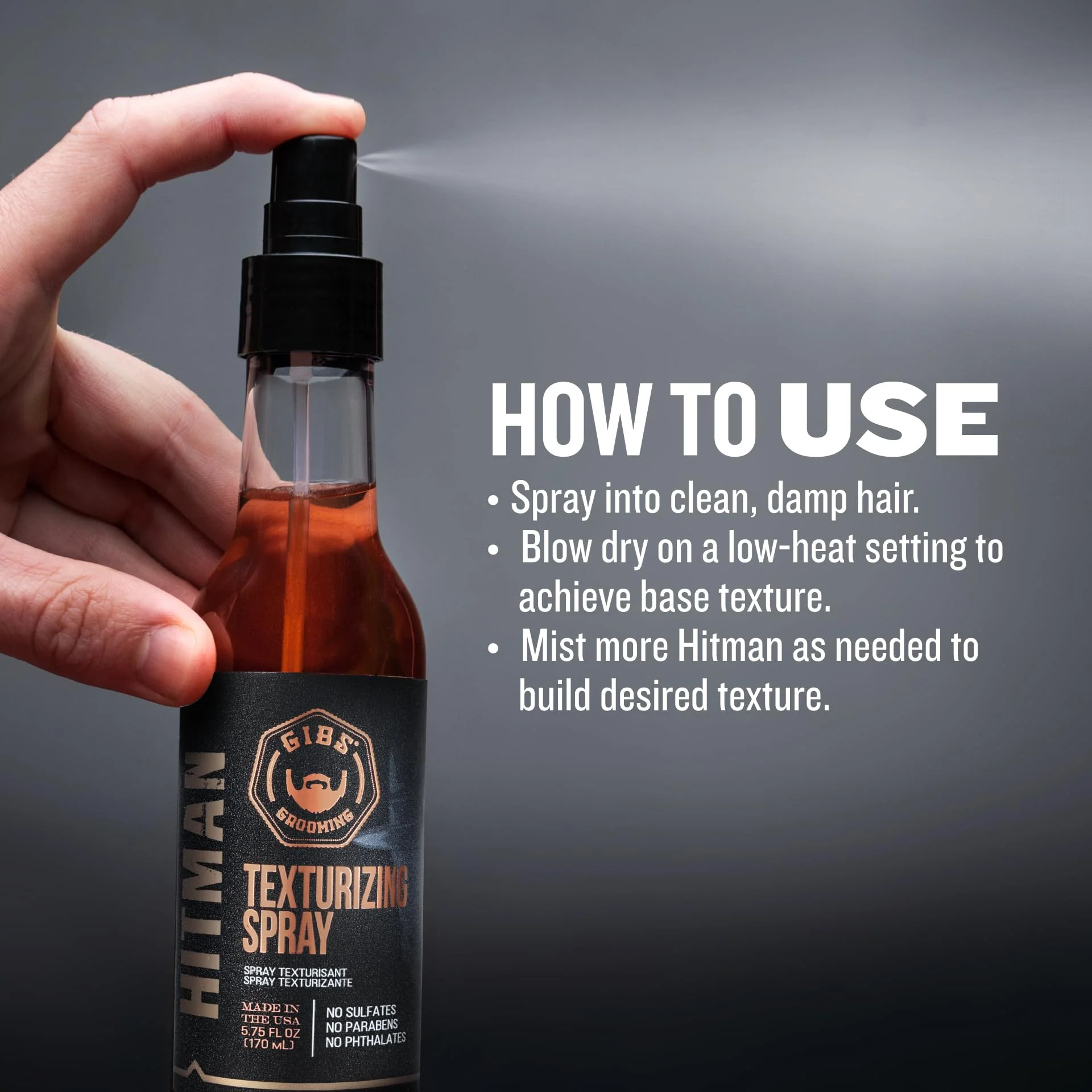 GIBS Grooming Hitman Texturizing Spray, 5 Fl Oz - Image 3