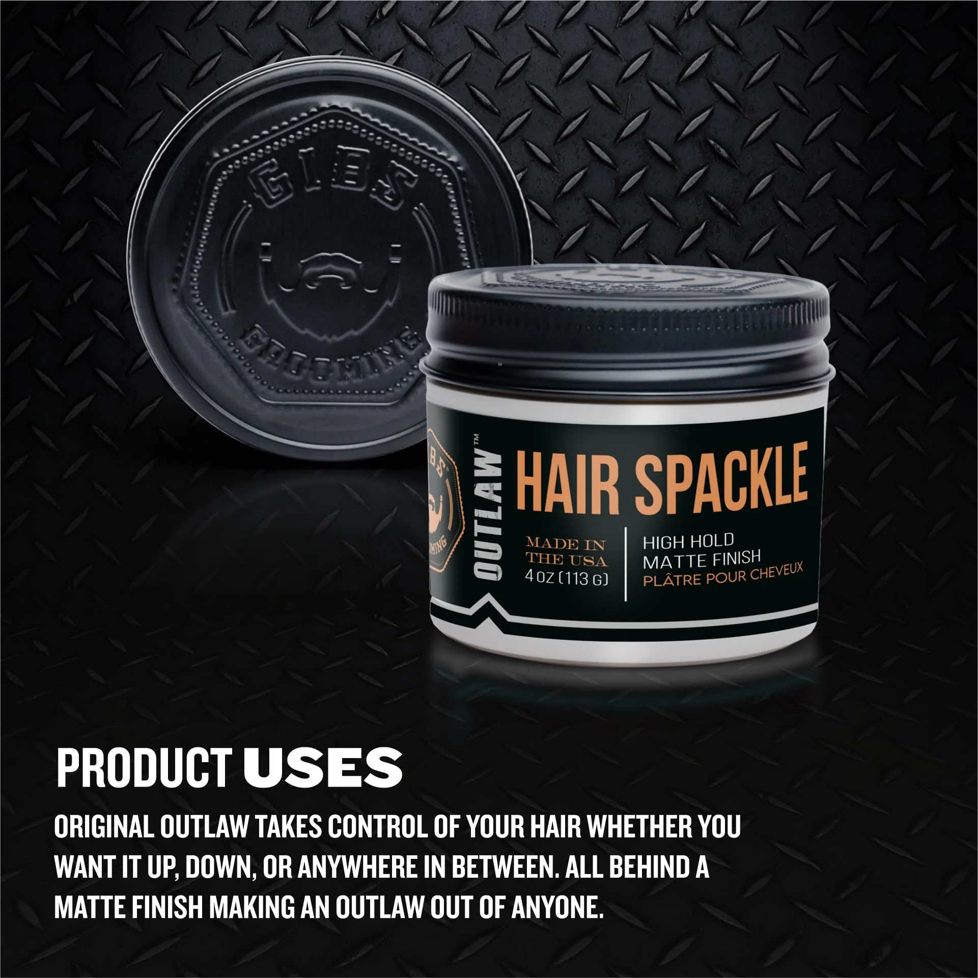 GIBS Grooming Outlaw Hair Spackle (4 oz) High Hold - Matte Finish - Pomade/Hair Clay for Men - Holy Basil & Hops Blend - Dark Plum, Clove & Black Currant Fragrance - Scalp Moisturizer - Made in USA - Image 2