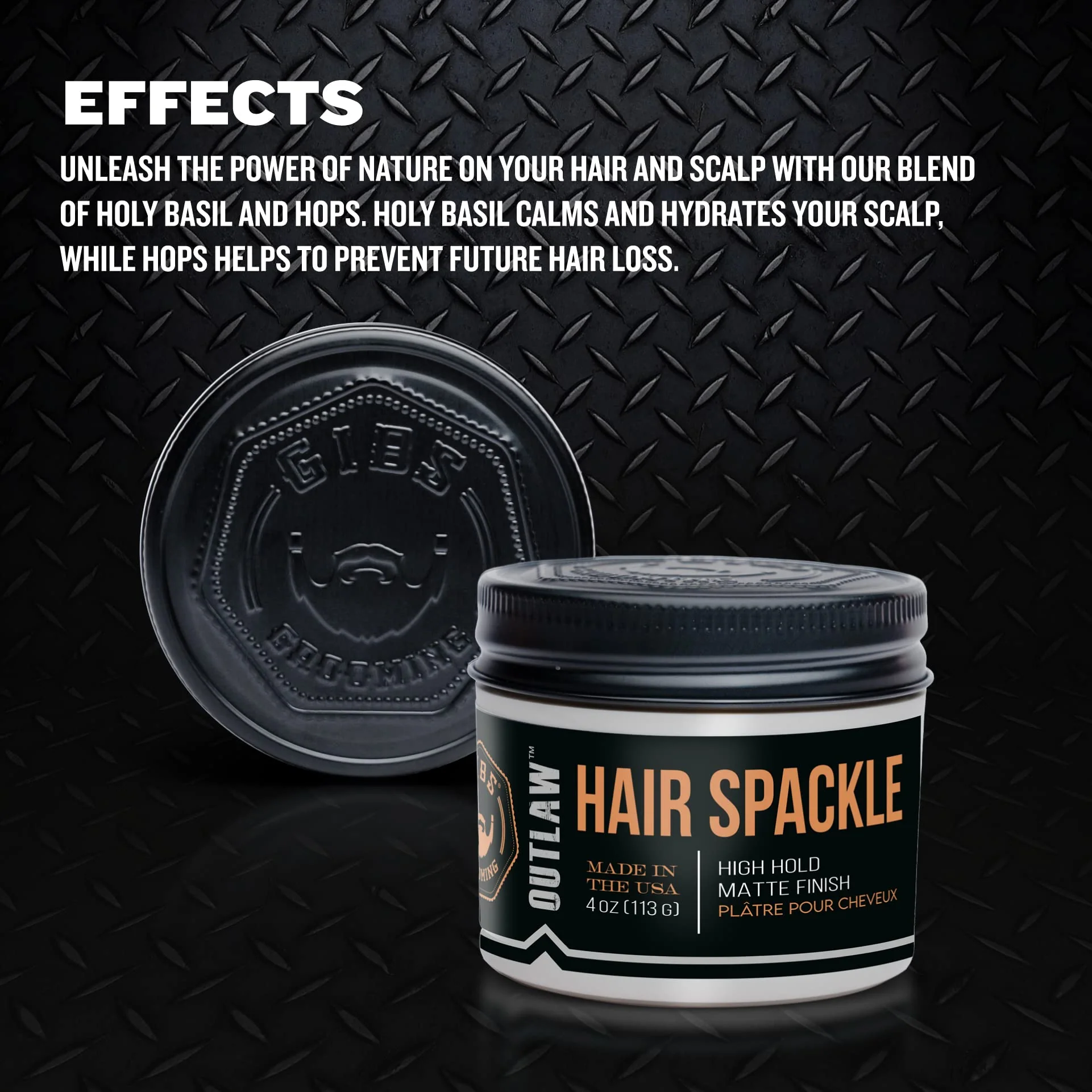 GIBS Grooming Outlaw Hair Spackle (4 oz) High Hold - Matte Finish - Pomade/Hair Clay for Men - Holy Basil & Hops Blend - Dark Plum, Clove & Black Currant Fragrance - Scalp Moisturizer - Made in USA - Image 4