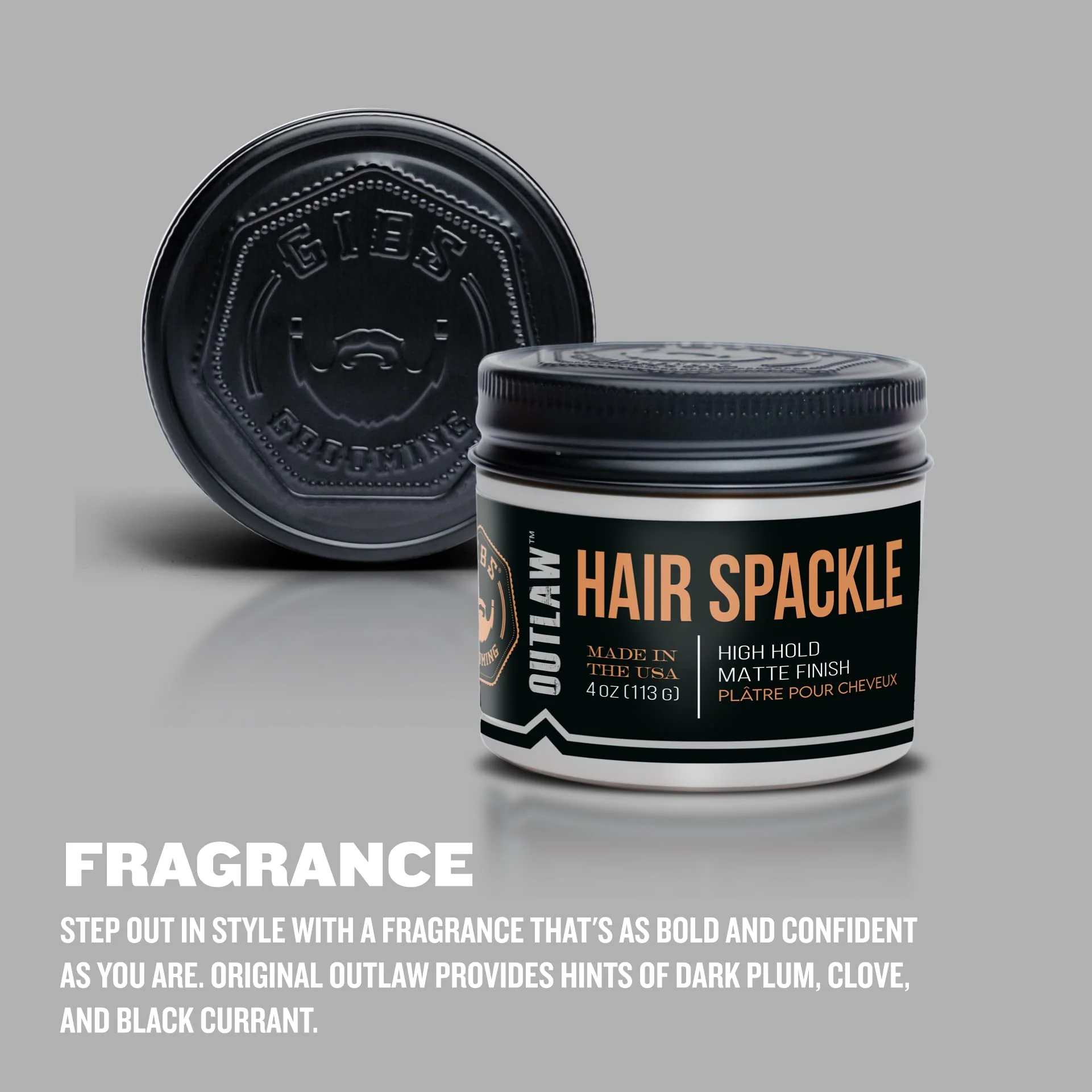 GIBS Grooming Outlaw Hair Spackle (4 oz) High Hold - Matte Finish - Pomade/Hair Clay for Men - Holy Basil & Hops Blend - Dark Plum, Clove & Black Currant Fragrance - Scalp Moisturizer - Made in USA - Image 5