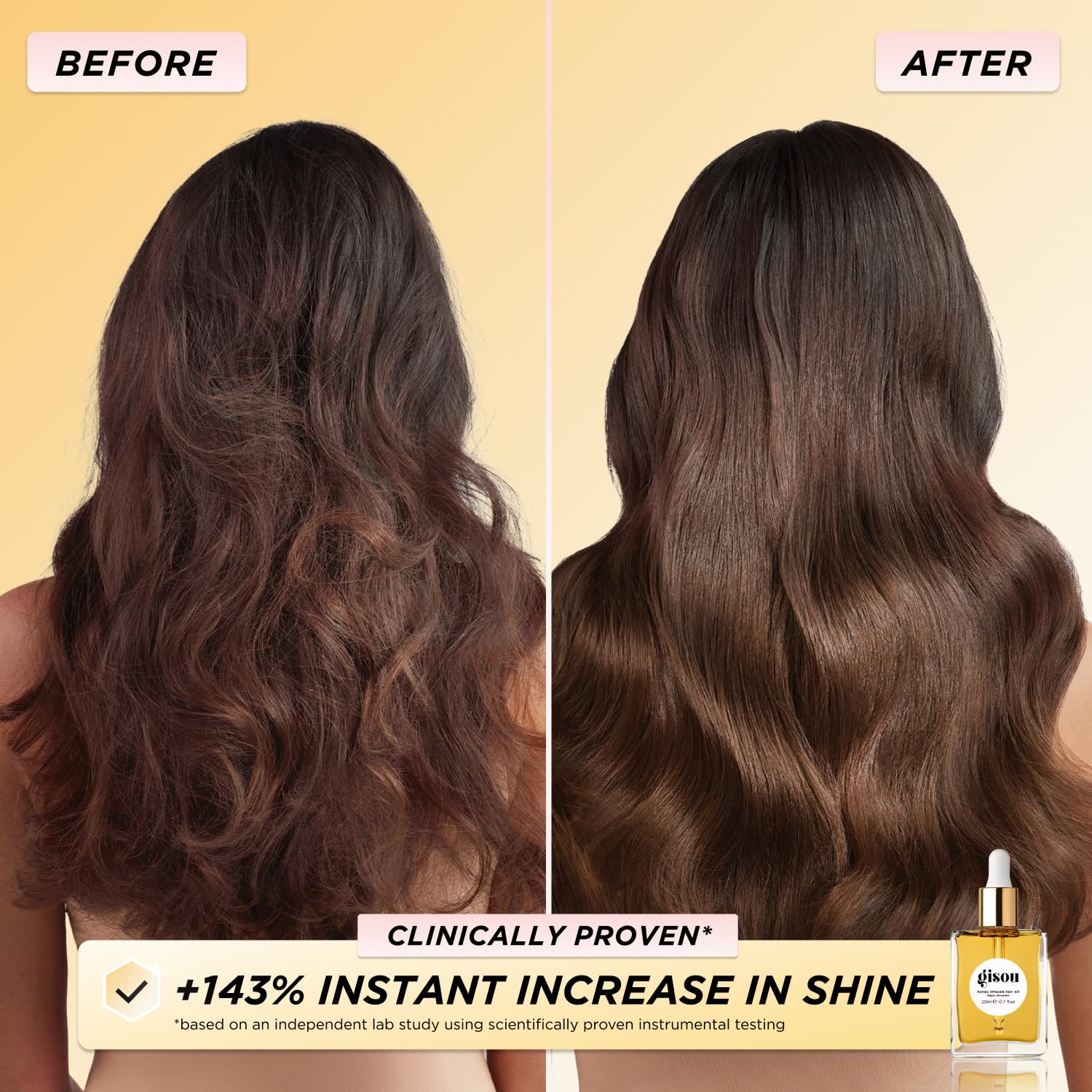 Gisou Honey Infused Hair Oil Mini - Hydrating & Frizz Control Treatment with Mirsalehi Honey, Adds Shine & Heat Protectant for All Hair Types, 0.7 Fl Oz - Image 3