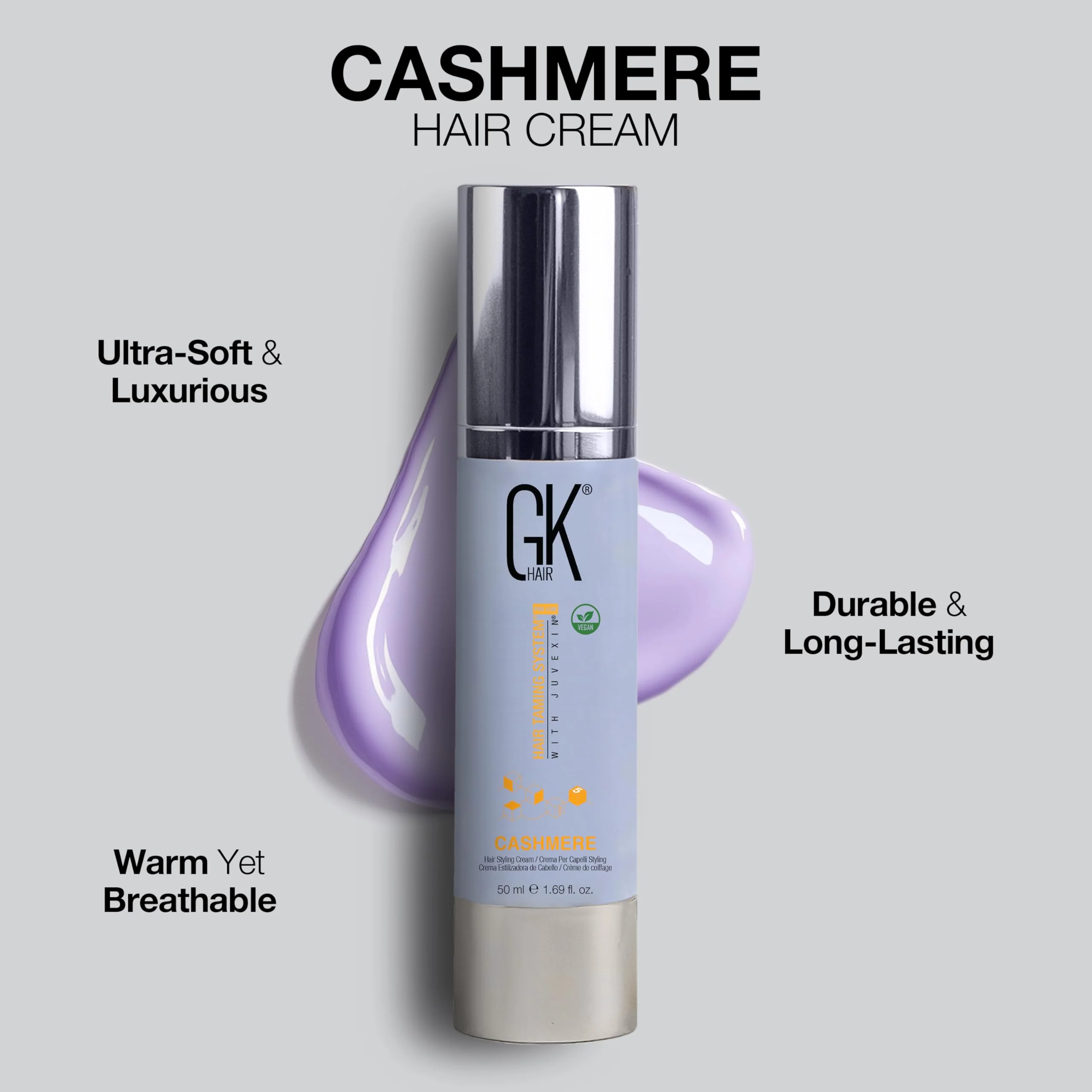 GK HAIR Cashmere Hair Cream 1.69 Oz – Smoothing & Shine Styling Cream with Argan Oil, Anti Frizz Hair Cream for Soft, Silky & Manageable Hair, Lightweight Styling Cream for All Hair Types - Image 8