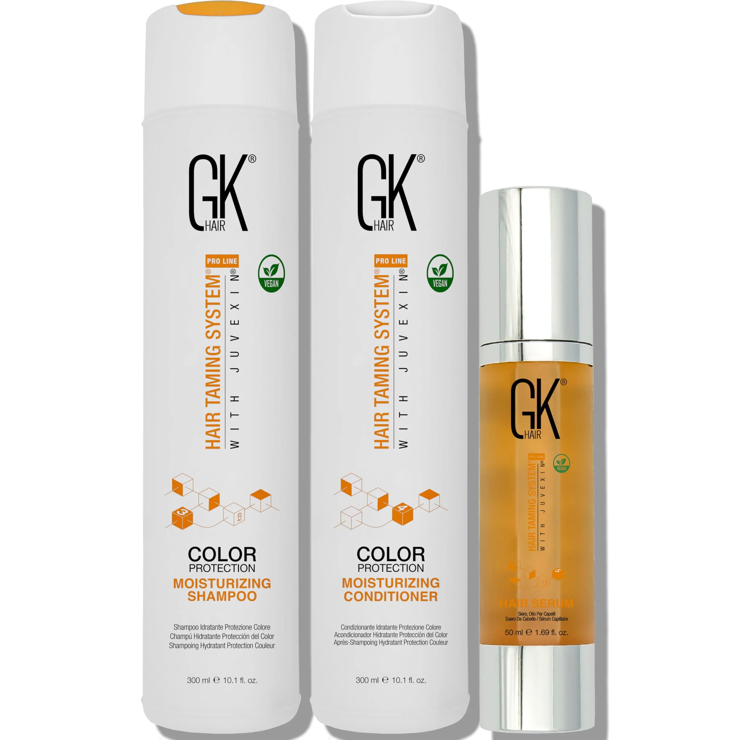 GK HAIR Hydrating Moisturizing Shampoo and Conditioner Set (10.1 Fl Oz) Global Keratin Anti Frizz Serum Dry Damaged Repair Argan Oil (1.69 Fl Oz) All Hair Types Sulfate Paraben Free Unisex - Image 2