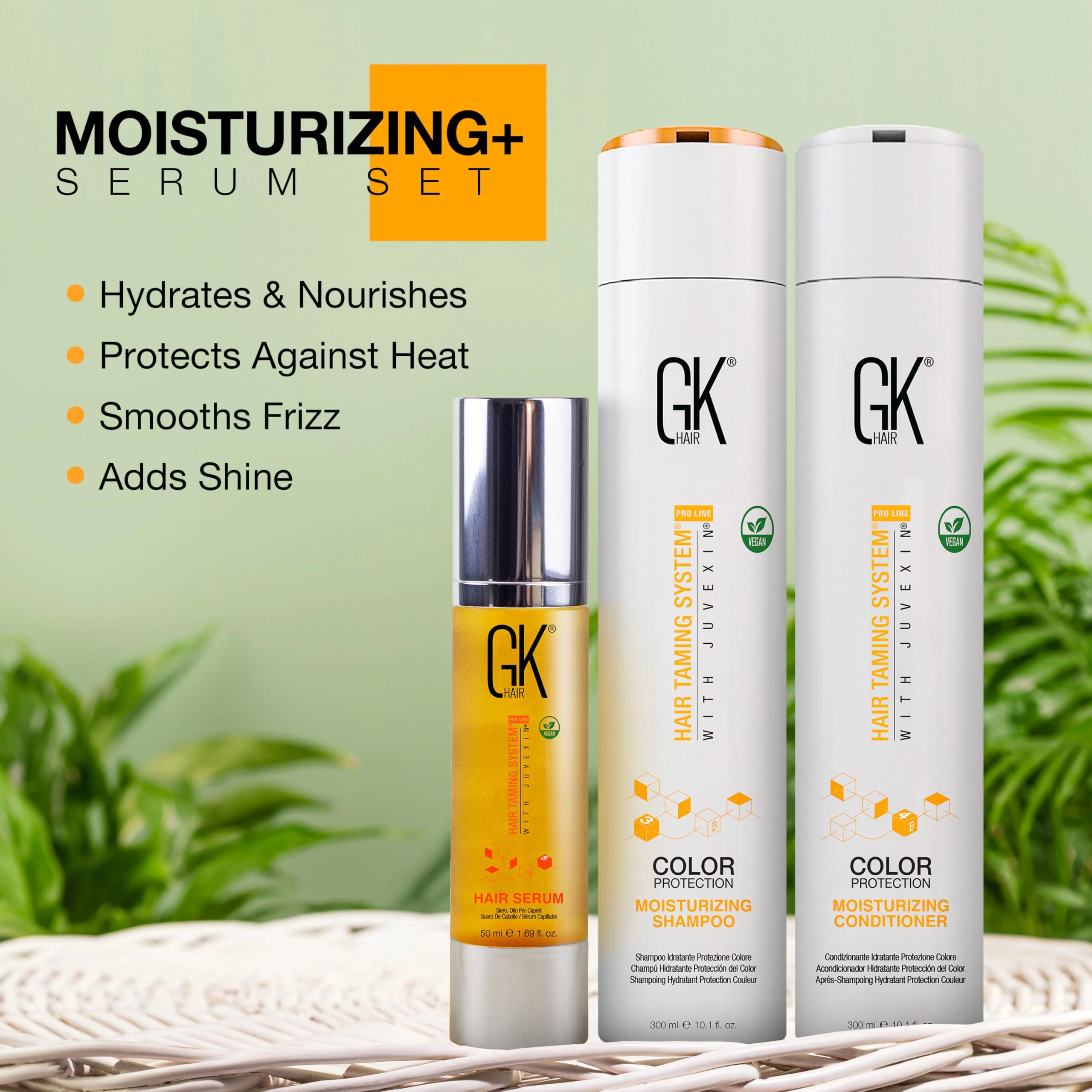 GK HAIR Hydrating Moisturizing Shampoo and Conditioner Set (10.1 Fl Oz) Global Keratin Anti Frizz Serum Dry Damaged Repair Argan Oil (1.69 Fl Oz) All Hair Types Sulfate Paraben Free Unisex - Image 5