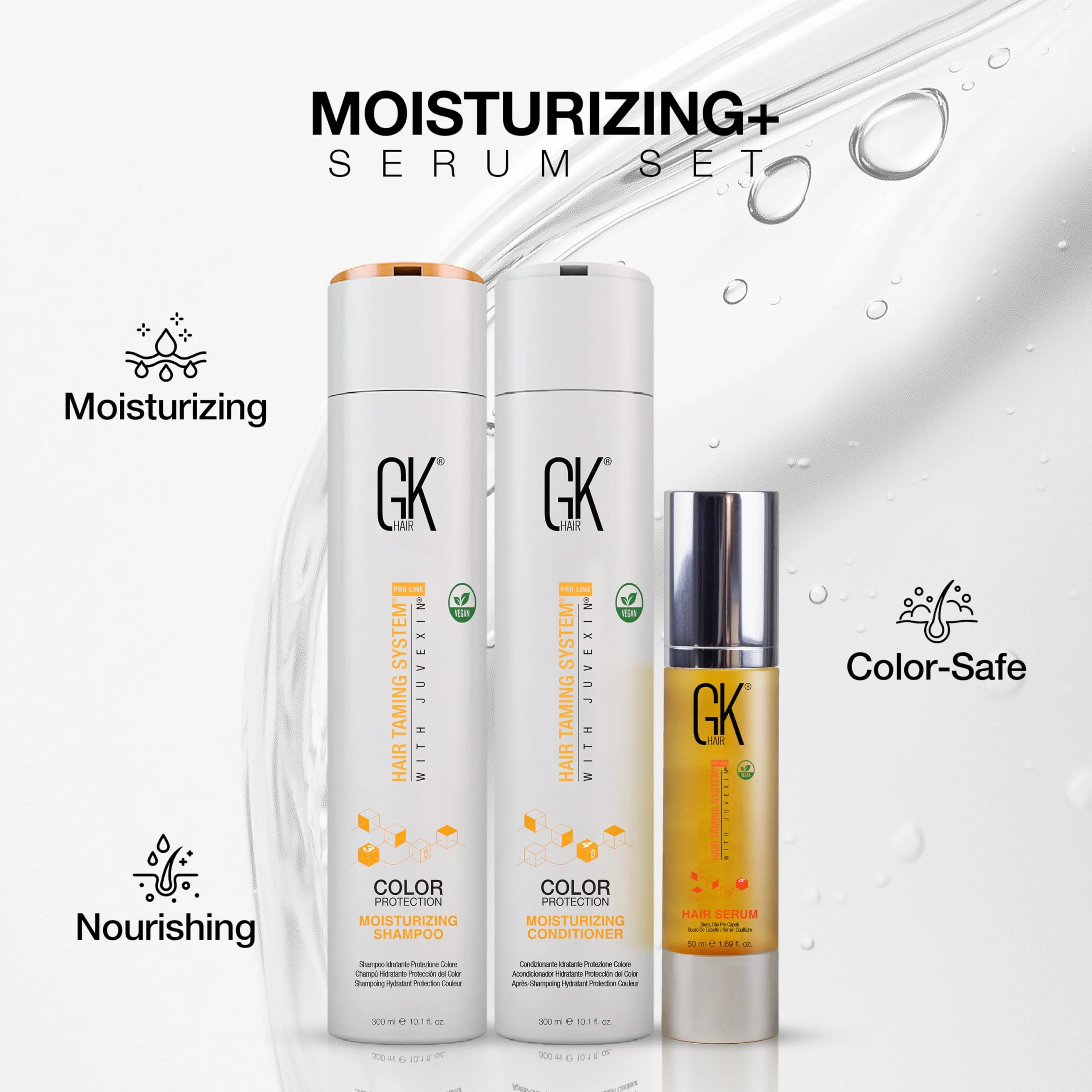 GK HAIR Hydrating Moisturizing Shampoo and Conditioner Set (10.1 Fl Oz) Global Keratin Anti Frizz Serum Dry Damaged Repair Argan Oil (1.69 Fl Oz) All Hair Types Sulfate Paraben Free Unisex - Image 7