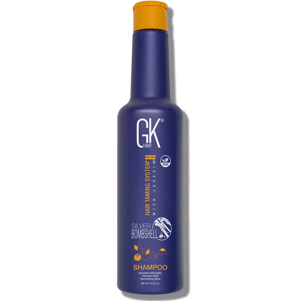 GK HAIR Silver Bombshell Purple Shampoo (9.5 Fl Oz/280ml) For Blonde, Platinum, Ash, Silver & Gray Hair Moisturizes Dry & Damaged Removes Yellow Brassy Tones