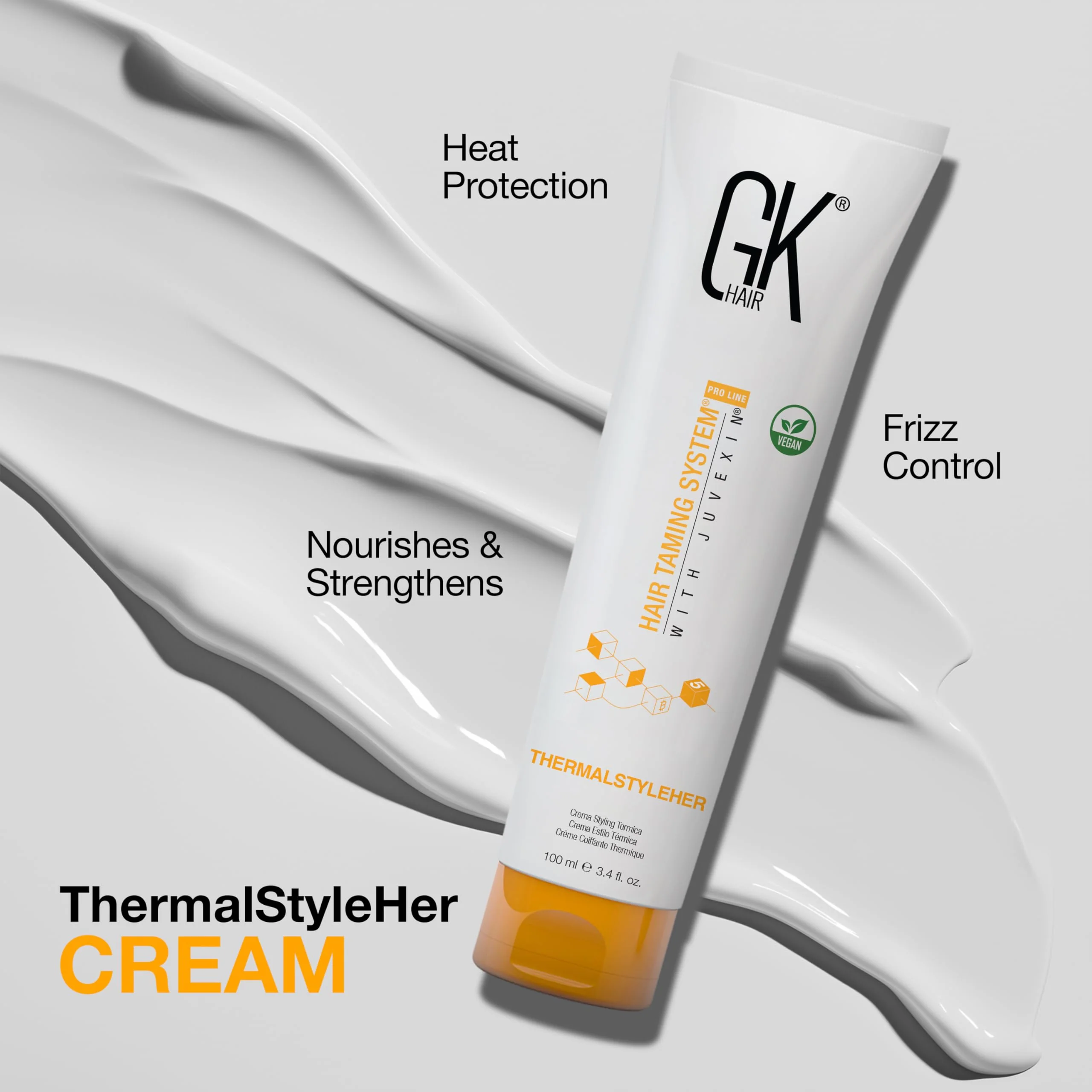 GK HAIR Thermastylher Cream 3.4 oz – Heat Protectant Styling Cream, Blow Dry Cream for Frizz Control, Smooth & Strengthen Hair, Heat Protection for All Hair Types - Image 5