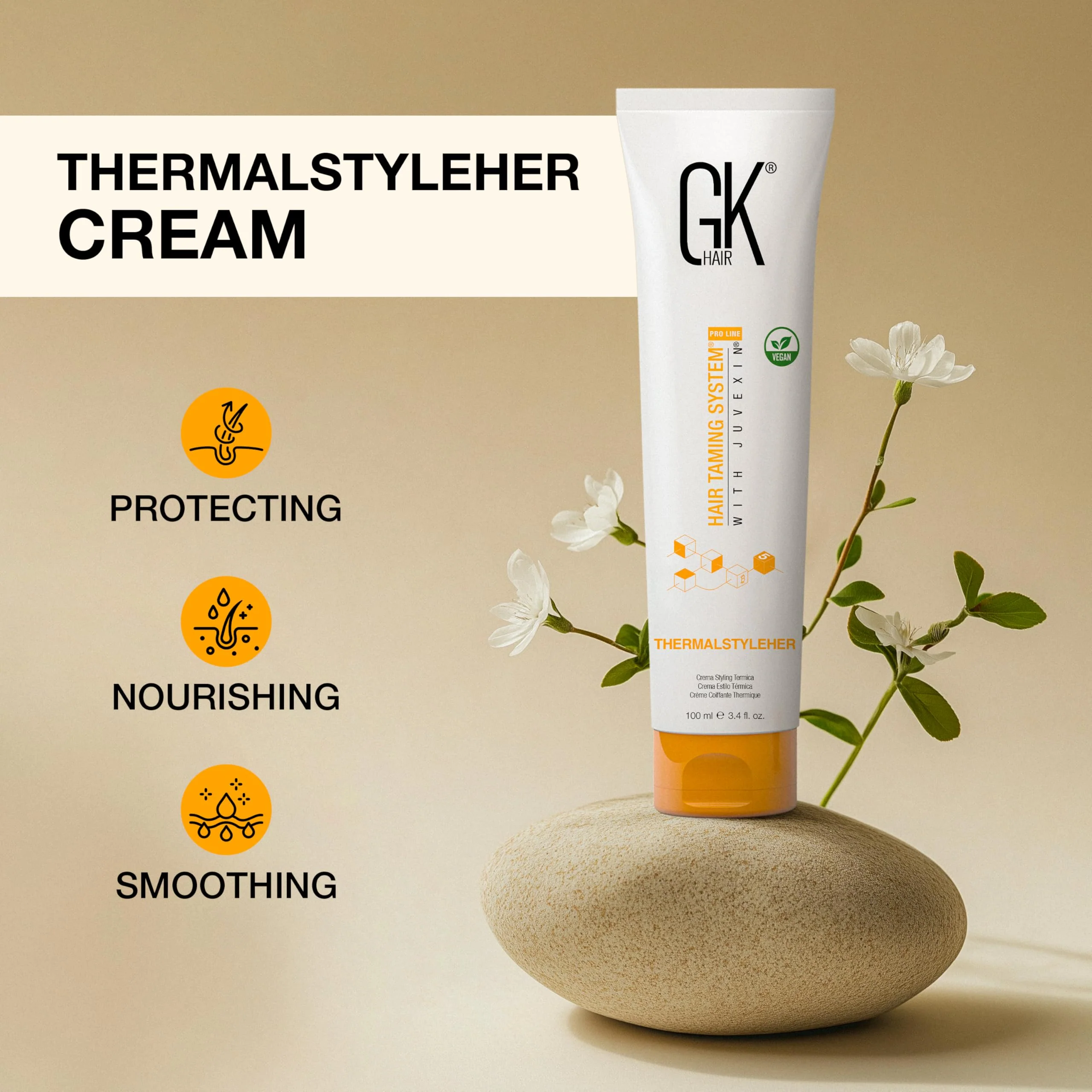 GK HAIR Thermastylher Cream 3.4 oz – Heat Protectant Styling Cream, Blow Dry Cream for Frizz Control, Smooth & Strengthen Hair, Heat Protection for All Hair Types - Image 6