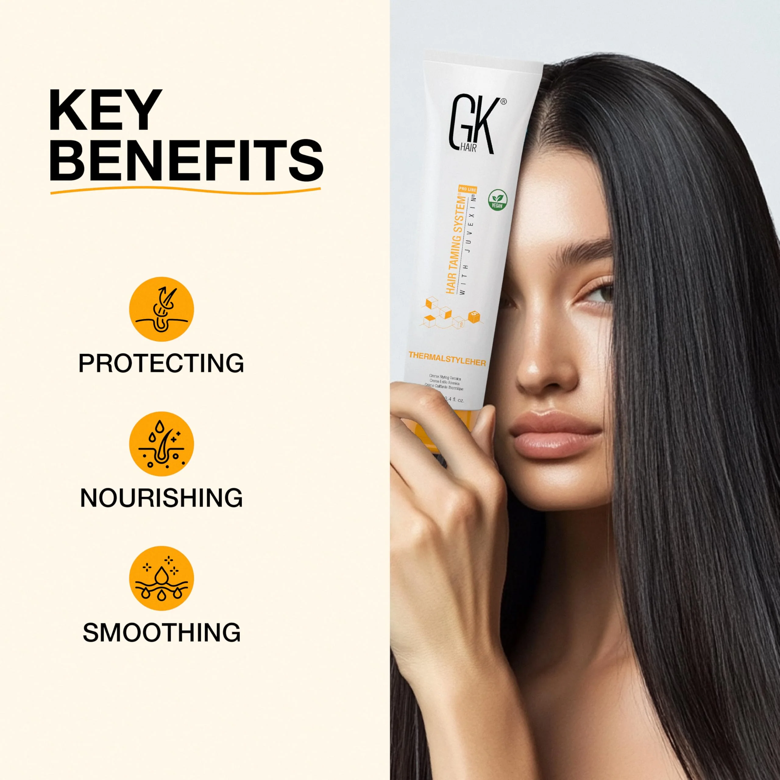 GK HAIR Thermastylher Cream 3.4 oz – Heat Protectant Styling Cream, Blow Dry Cream for Frizz Control, Smooth & Strengthen Hair, Heat Protection for All Hair Types - Image 9