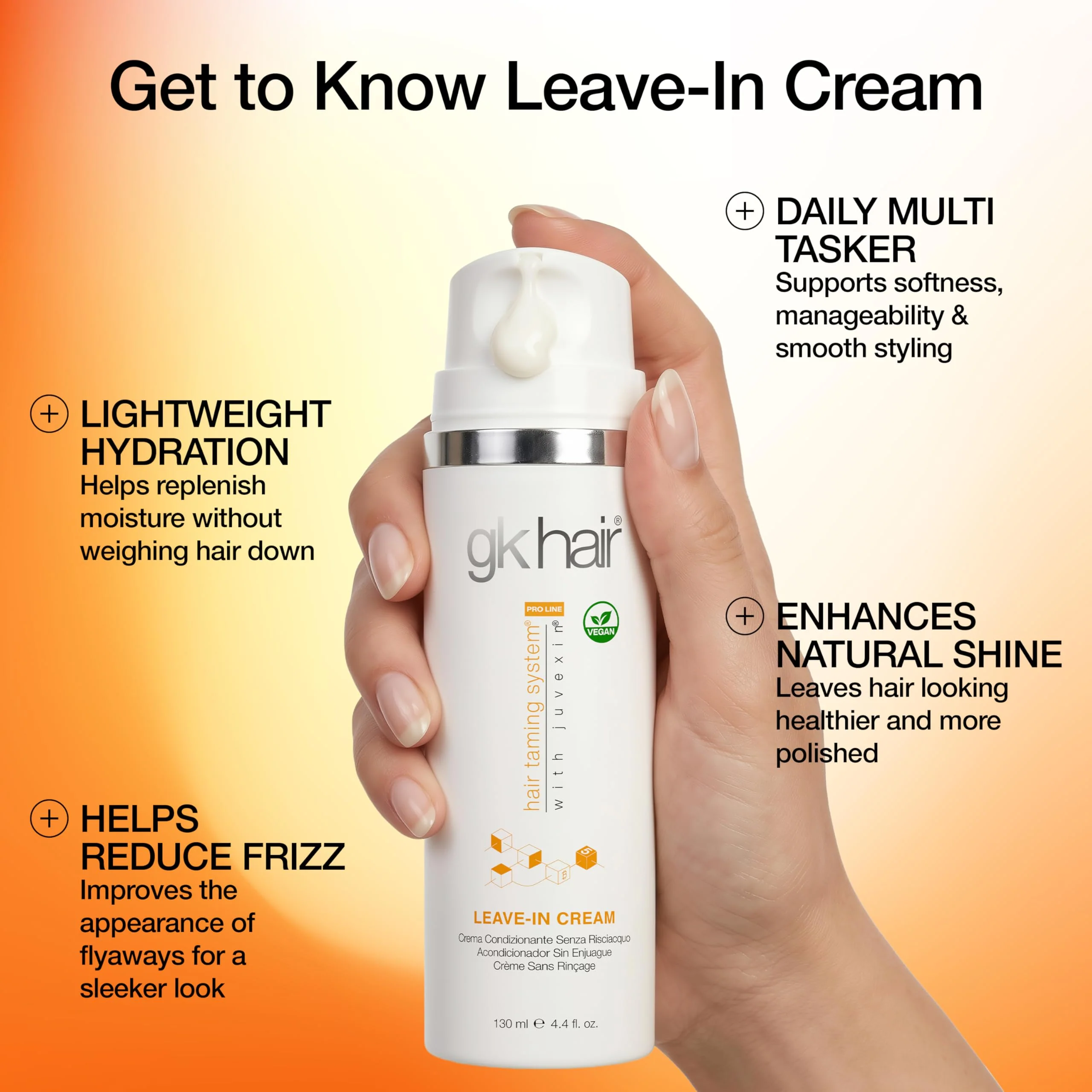 GK HAIR Vegan leave in conditioner for dry damaged hair (4.4 Fl Oz/130ml) Conditioning Hydrating Smoothing Moisturizing & Frizz Control For Dry Damaged Hair Taming before Swimming or Exercise - Image 4