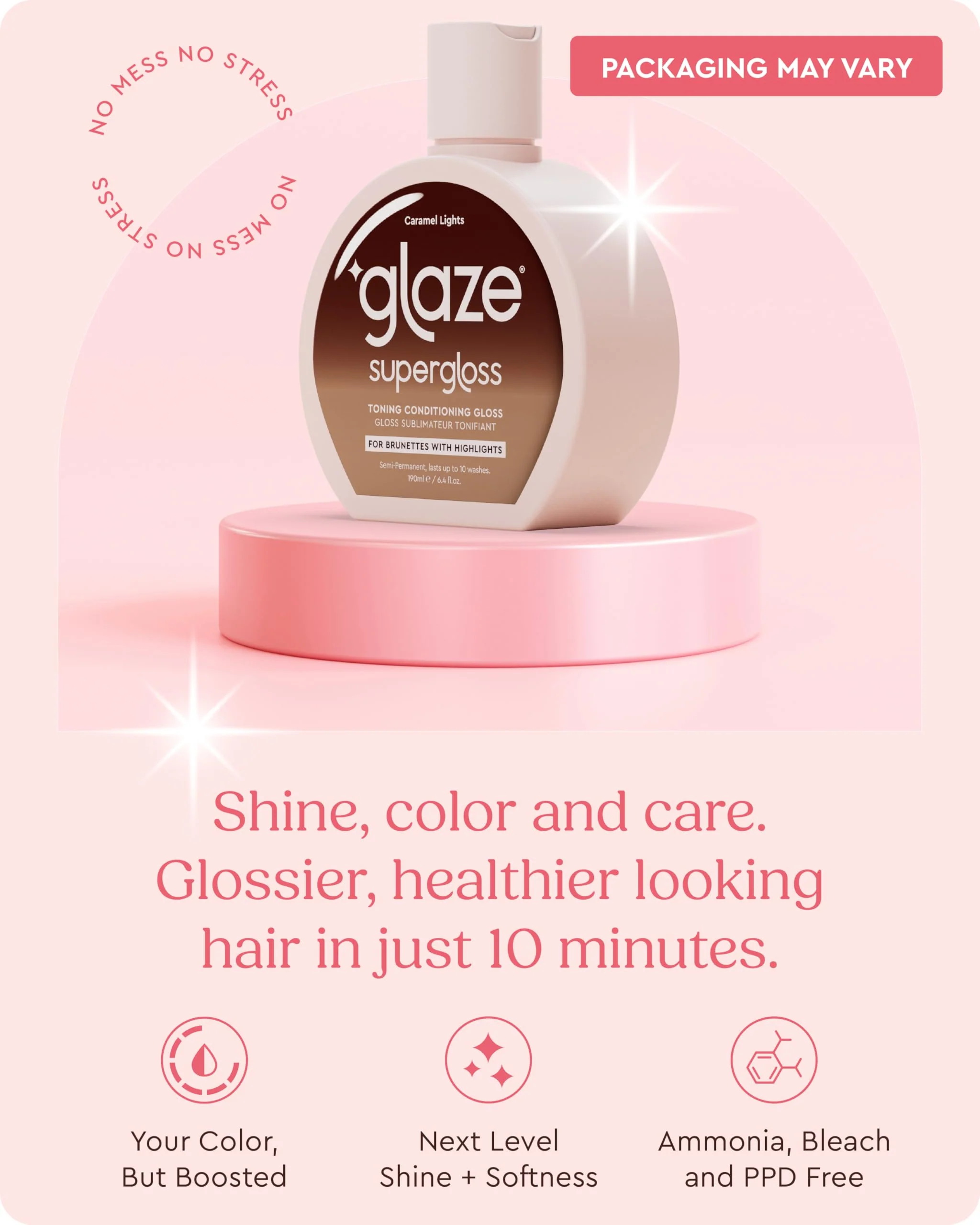 Glaze Super Gloss Color Conditioning Gloss – Caramel Lights for Medium to Dark Brown Hair with Highlights – Rinse Out Semi-Permanent Hair Gloss that Enhances Color and Boosts Shine & Hydration - Image 3