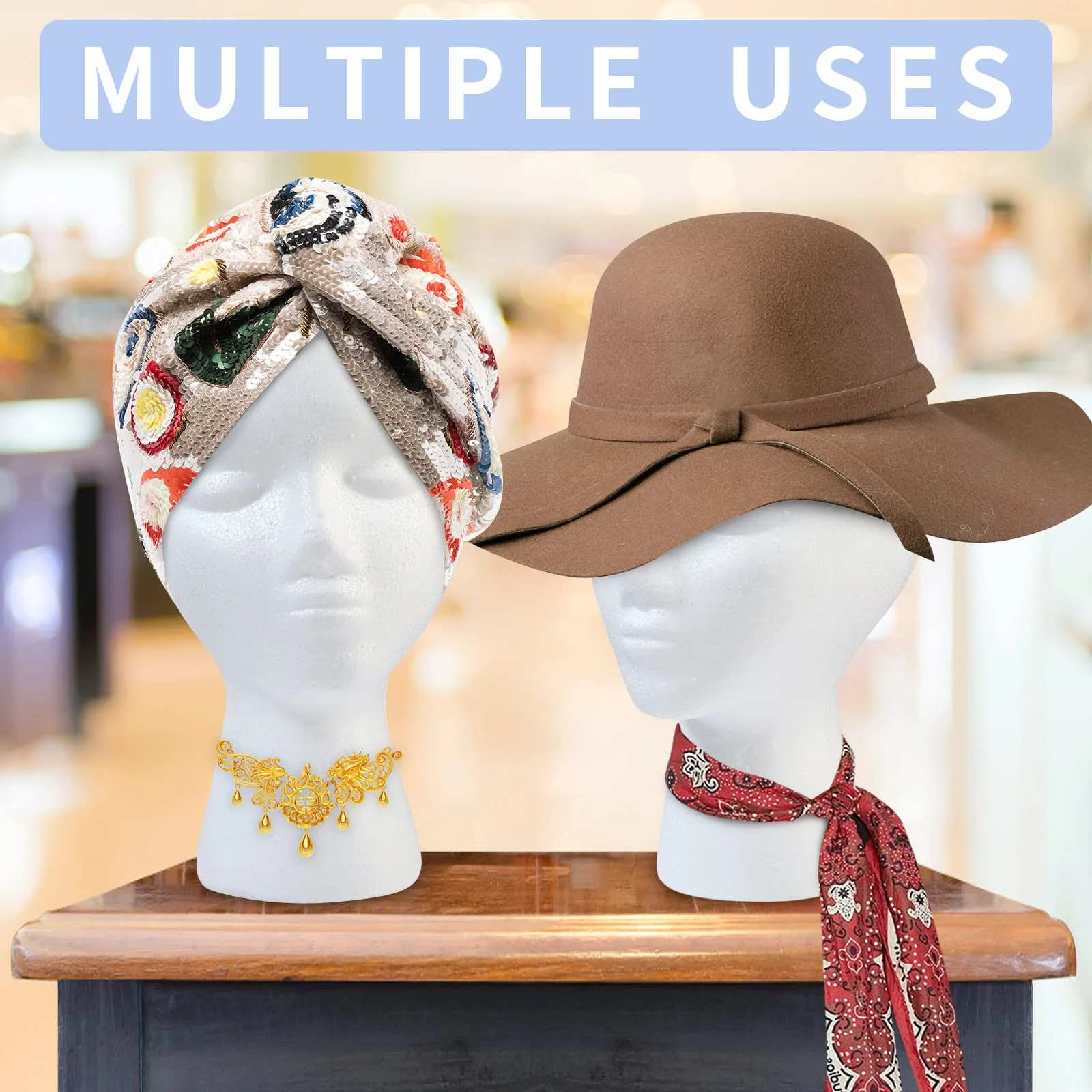 GliSun 3 Pcs Foam Wig Head, Styrofoam Mannequin Head with Female Face for Multipurpose Wigs Display Stand, Model, Mask, Hat Display Stand, Art Work Painting - Image 4