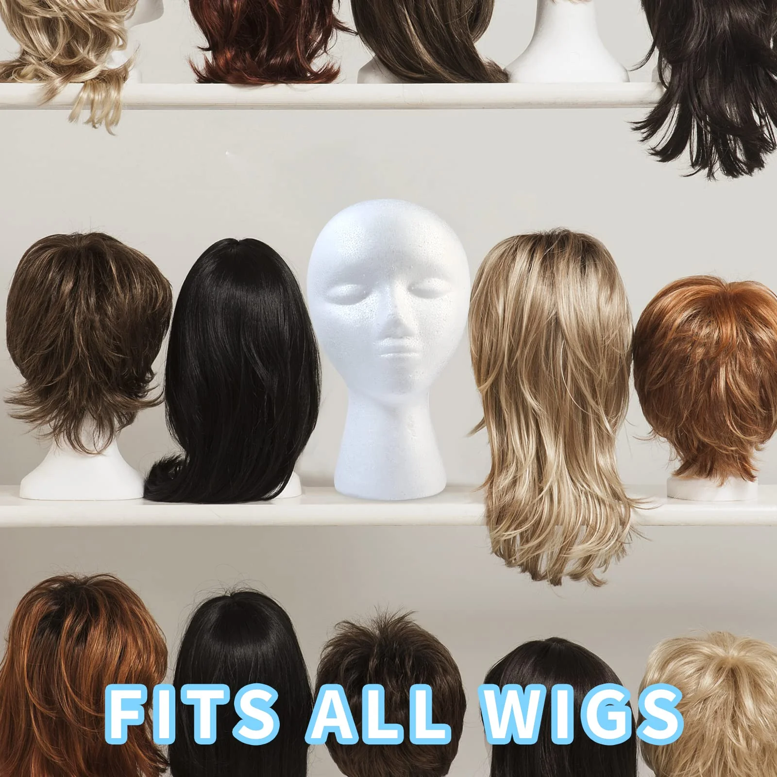 GliSun 3 Pcs Foam Wig Head, Styrofoam Mannequin Head with Female Face for Multipurpose Wigs Display Stand, Model, Mask, Hat Display Stand, Art Work Painting - Image 6