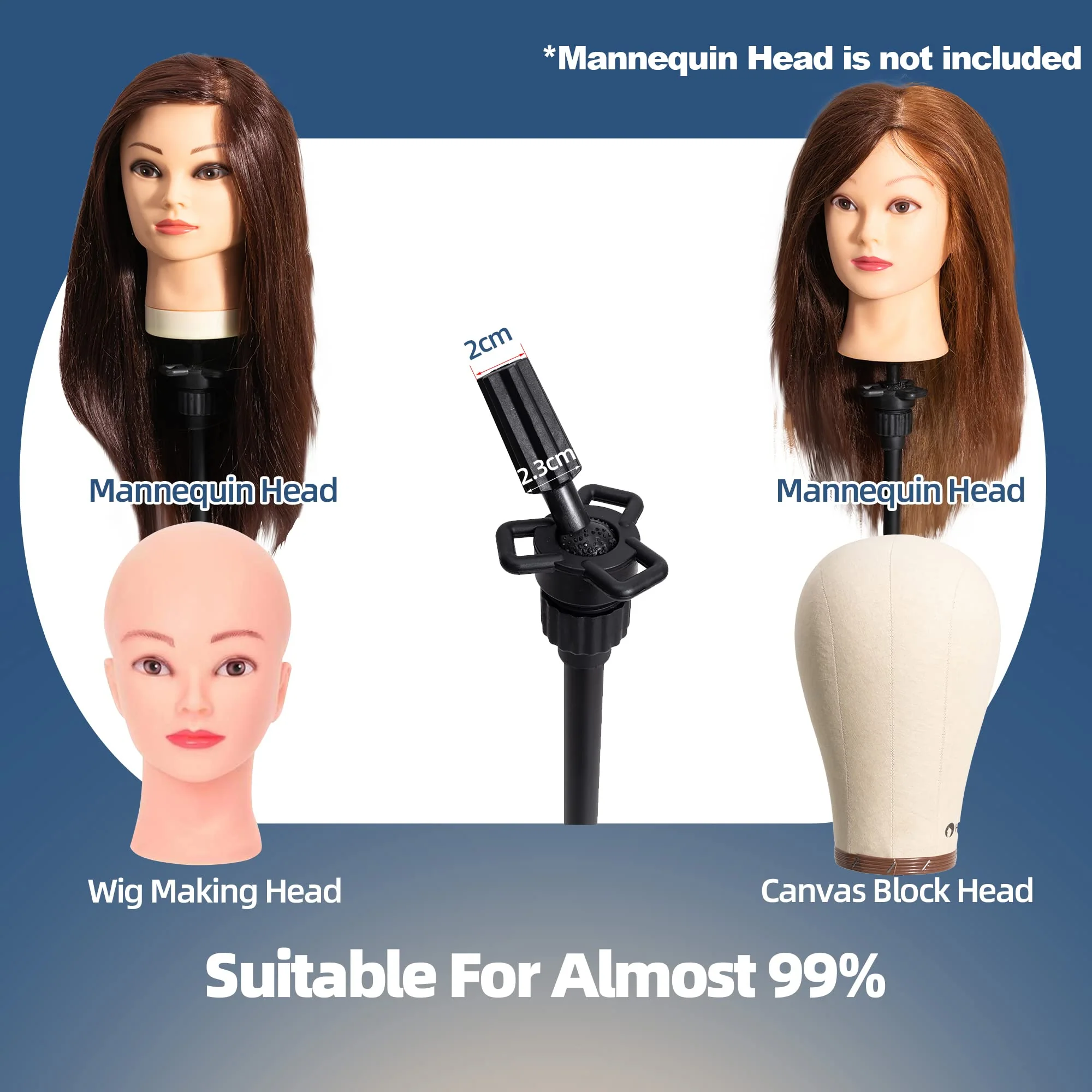 Goodofferplace Tall Wig Tripod Stand,Metal Mannequin Head Stand Adjustable for Mannequin Head,Training Canvas Block Head,for Styling,Wig Making Displaywith Carrying Bag,30 Pcs T-Pins(35.4-52.4 Inch) - Image 3