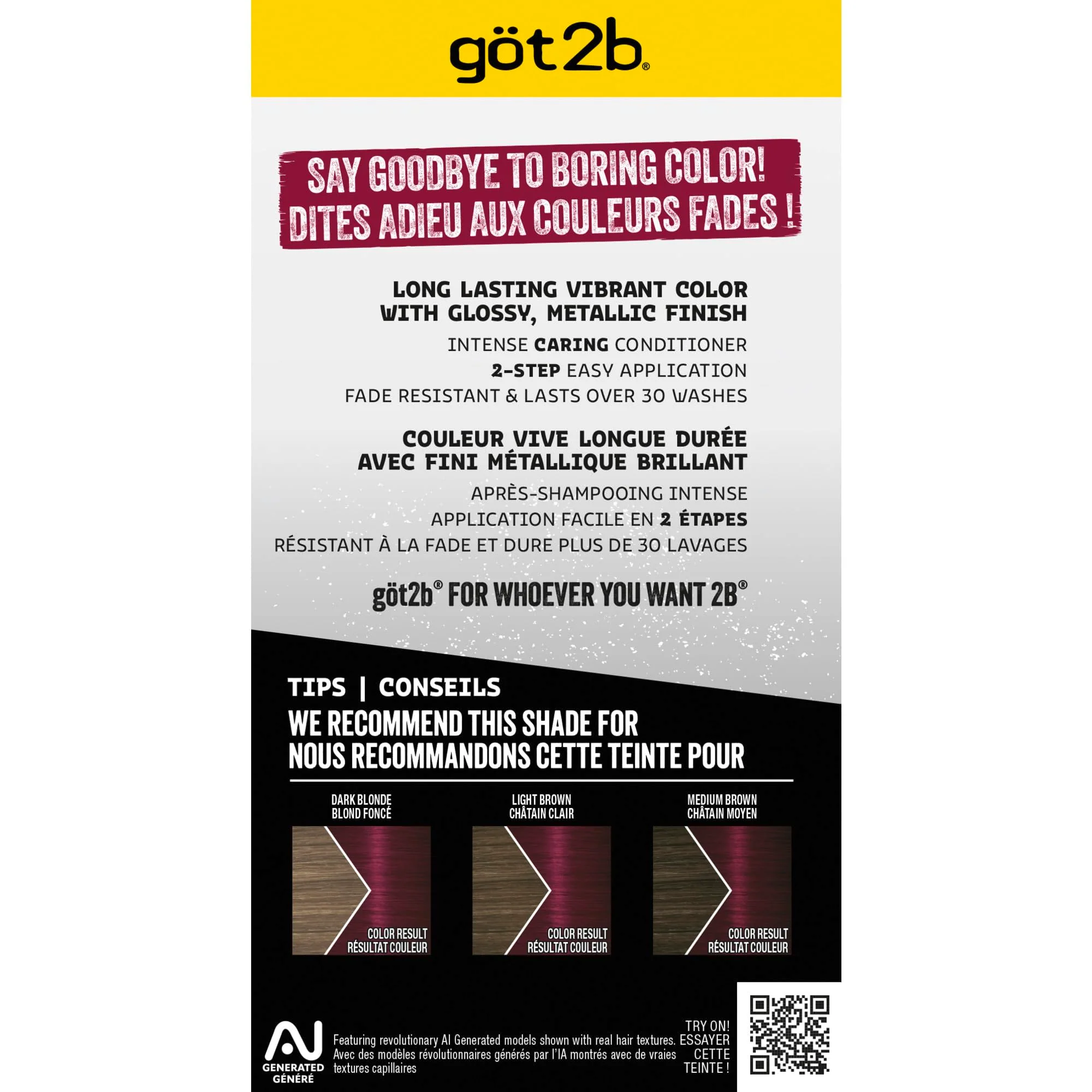got2b Metallics Permanent Hair Dye, Dark Ruby M68, Hair Color for Women & Men, Formulated with Metallic-Shine Booster for Cool, Shimmering Tones, Lasts Up to 30 Washes, 1 Kit - Image 6