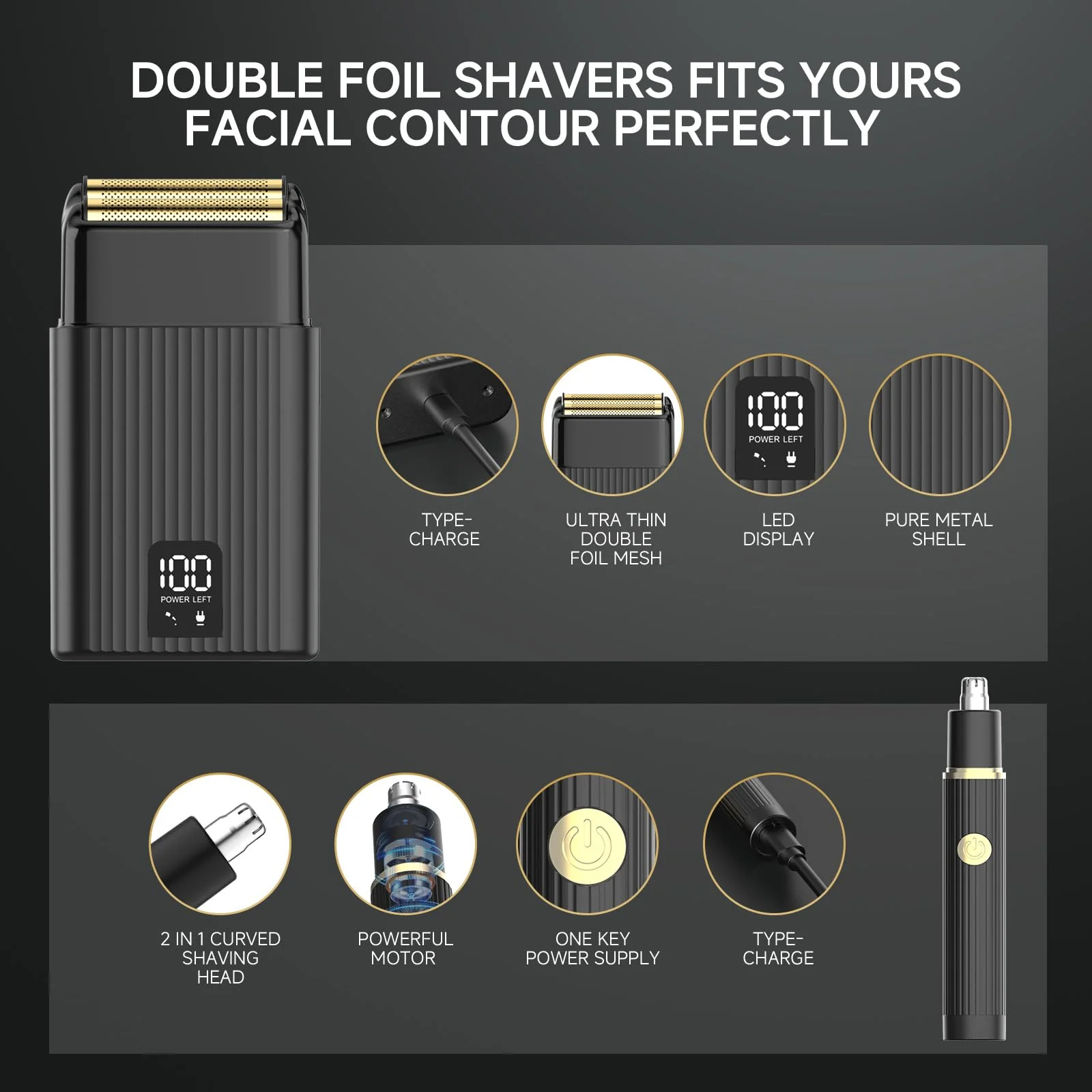 GTS Hair Clippers for Men Professional, Beard Trimmer Kits & Sets, Cordless Mens Hair Trimmer, Electric Shavers, Haircutting Machine with LED Display, for Barber 4 in 1 - Image 3