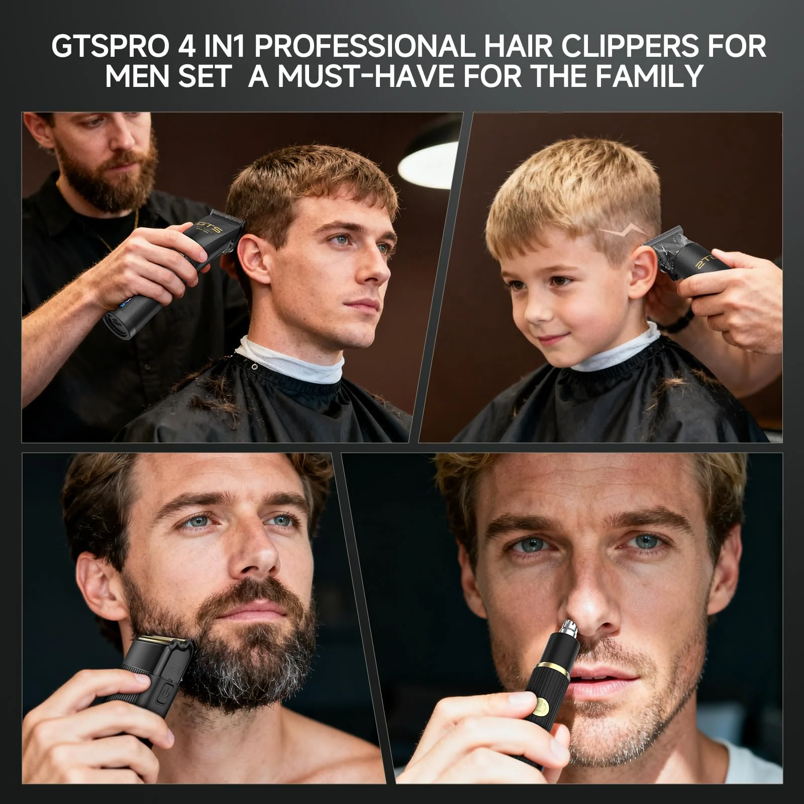 GTS Hair Clippers for Men Professional, Beard Trimmer Kits & Sets, Cordless Mens Hair Trimmer, Electric Shavers, Haircutting Machine with LED Display, for Barber 4 in 1 - Image 7