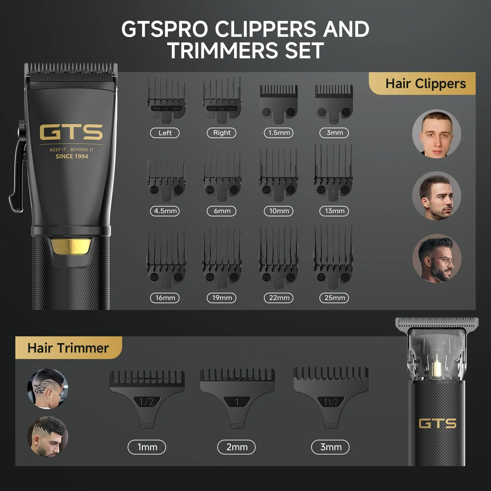 GTSPRO Hair Clippers for Men Professional, Cordless Clippers for Hair Cutting, Mens Hair Clippers and Trimmer Kit for Barber with LED Display 15 Guide Combs - Image 2