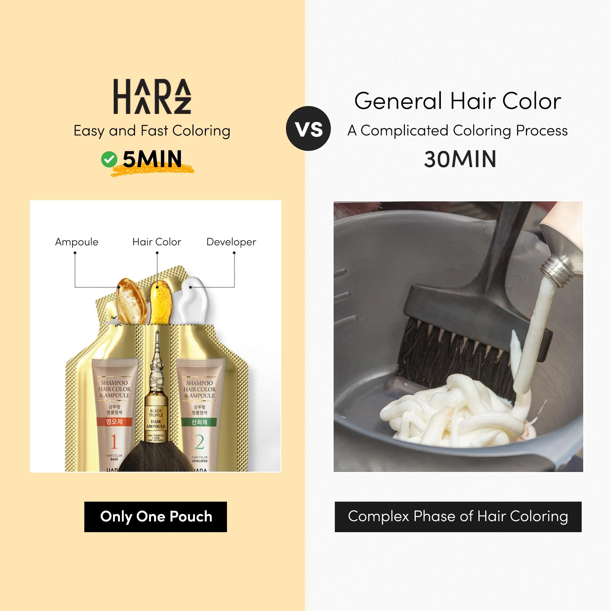 HAARAZ Instant Hair Dye Shampoo Ampoule, Permanent Hair Color Dye - Paraben-Free, 5-Minute Easy and Fast Coloring, Keratin & Collagen, Made in Korea (Dark Brown) - Image 7