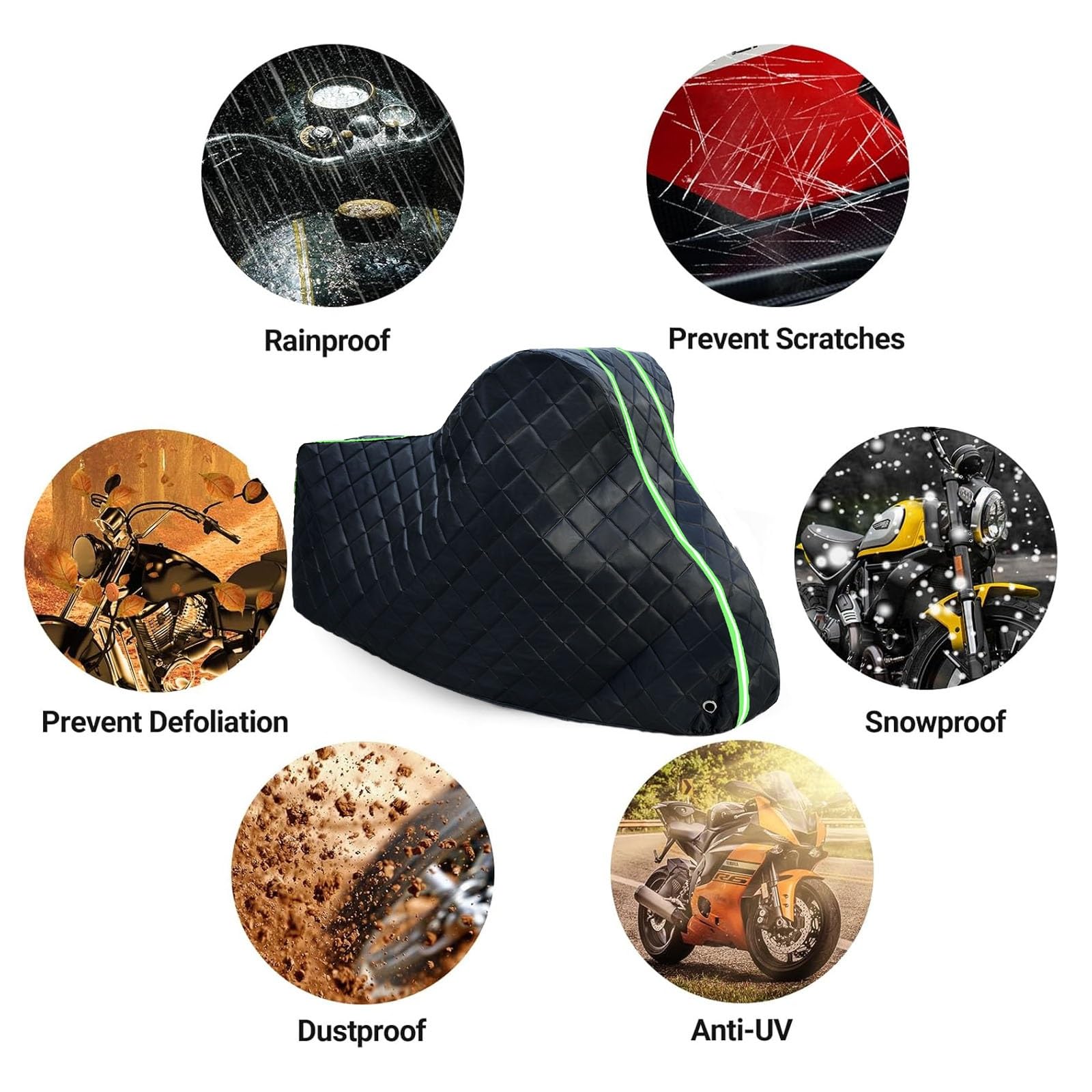 Hail-Proof Motorcycle Cover for Yamaha DT 230 Lanza (1997-2000),Waterproof Outdoor Motorcycle Cover with Cotton Lining,Providing Protection Against Sun,Rain,Wind,and Snow - Image 4