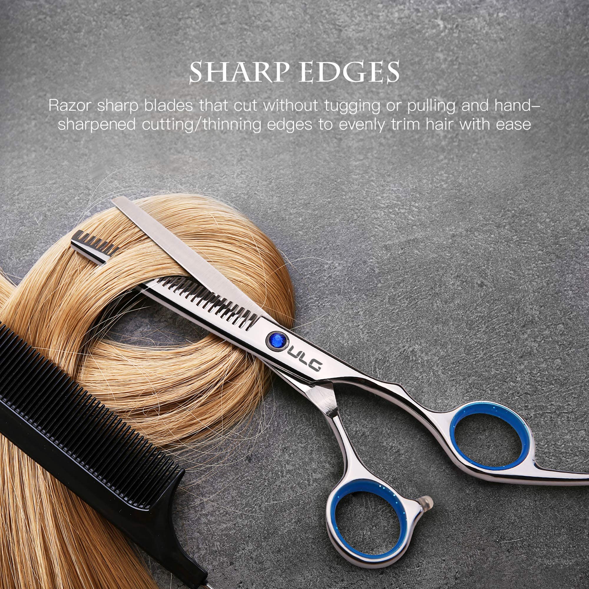 Hair Cutting Scissors Thinning Shears Kit ULG Professional Barber Hairdressing Texturizing Salon Razor Edge Scissor Japanese Stainless Steel 6.5 inch - Image 5