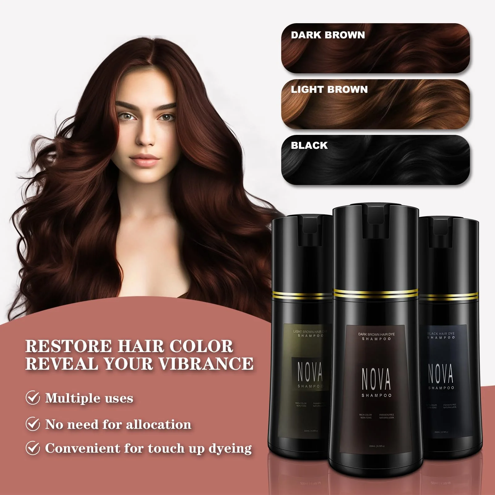 Hair Dye Shampoo & Champu Para Canas - Natural 3-in-1 Instant Gray Coverage for Men & Women (Black) - Image 4