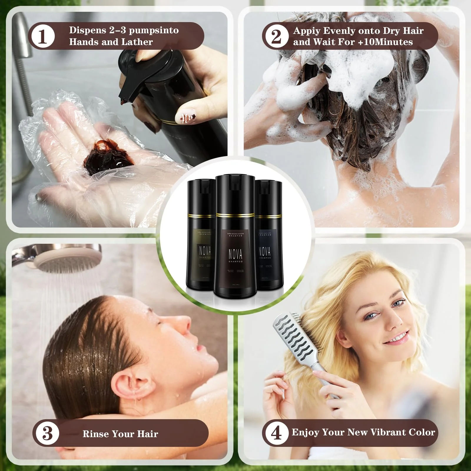 Hair Dye Shampoo & Champu Para Canas - Natural 3-in-1 Instant Gray Coverage for Men & Women (Black) - Image 5