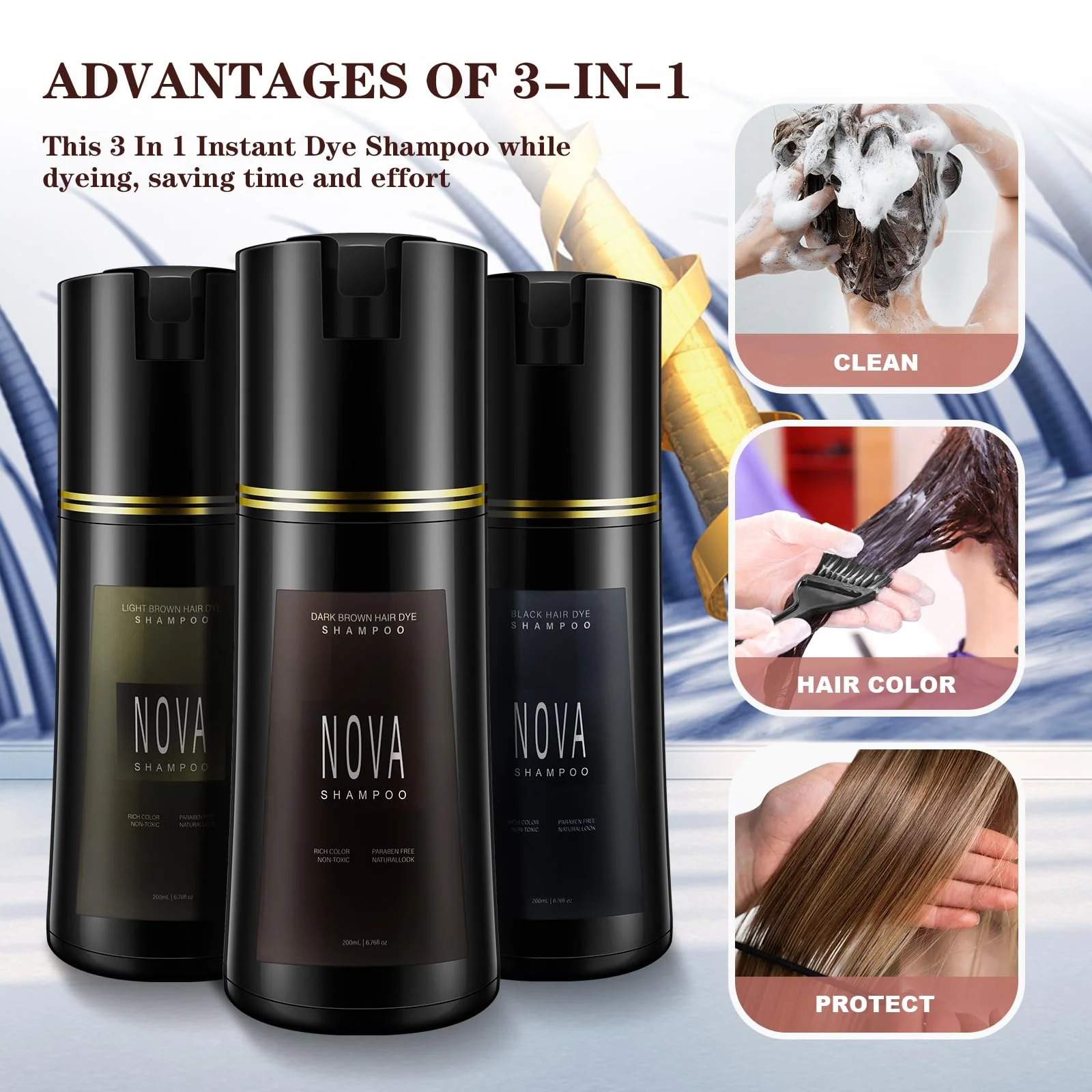 Hair Dye Shampoo & Champu Para Canas - Natural 3-in-1 Instant Gray Coverage for Men & Women (Black) - Image 7