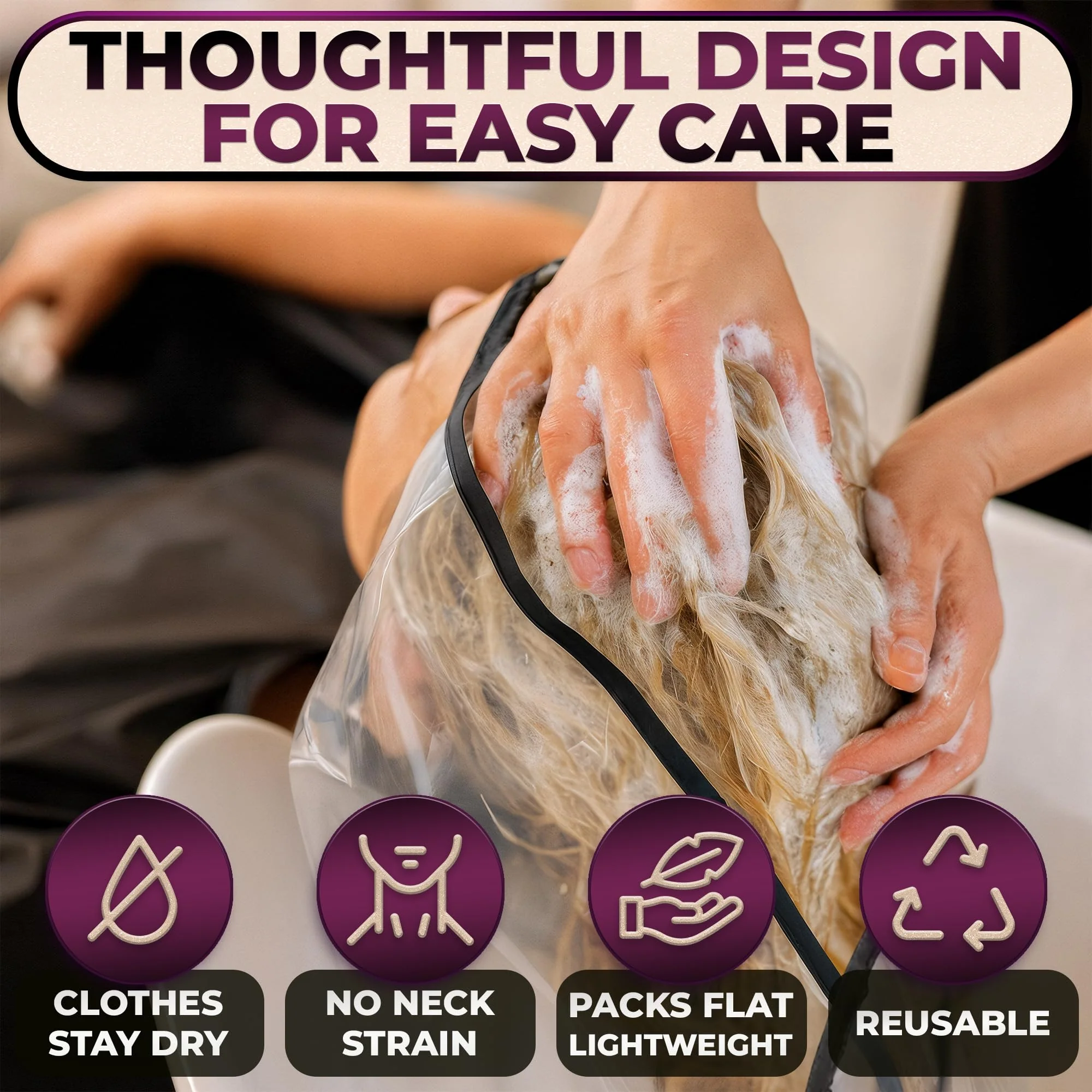 Hair Funnel for Washing Hair for Elderly – Shampoo Cape with Waterproof PVC Build 20"x9.5" for Upright Sink Washing & No-Rinse Care – Shampoo Caps no Rinse for Gentle Bedridden Support & Home Use - Image 4