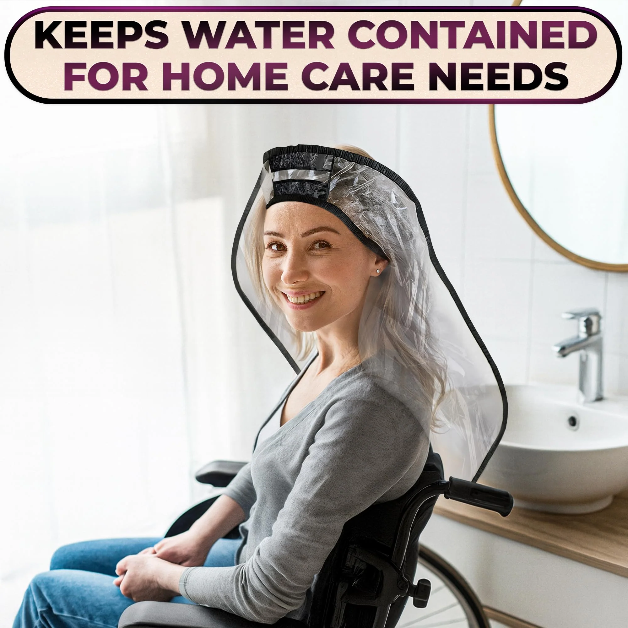 Hair Funnel for Washing Hair for Elderly – Shampoo Cape with Waterproof PVC Build 20"x9.5" for Upright Sink Washing & No-Rinse Care – Shampoo Caps no Rinse for Gentle Bedridden Support & Home Use - Image 7