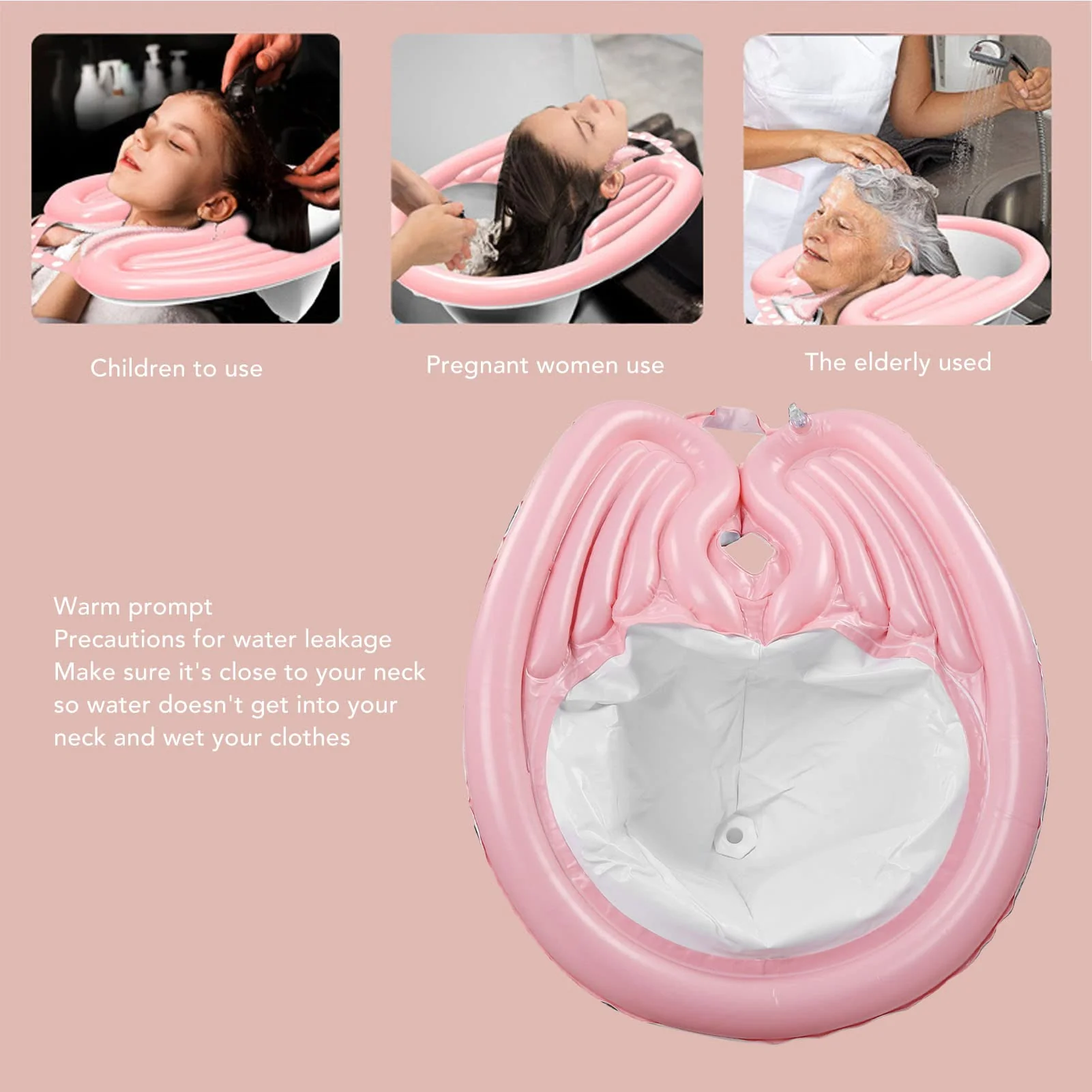 Hair Shampoo Basin, Portable Hair Washing Tray Pink with Detachable Drain Hose for Home - Image 3