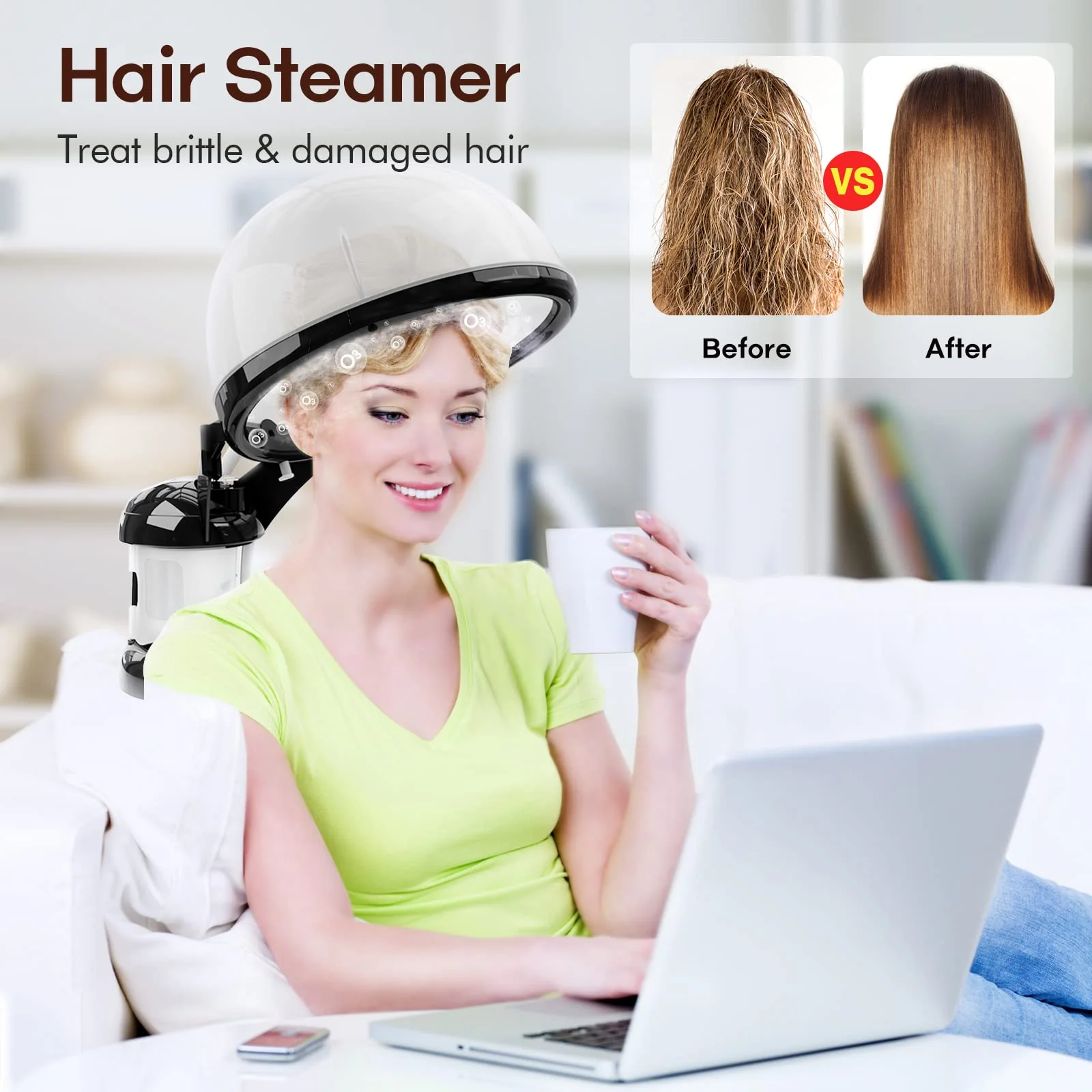 Hair Steamer Kingsteam 2 in 1 Ozone Facial Steamer, Design for Personal Care Use at Home or Salon Barber - Image 2