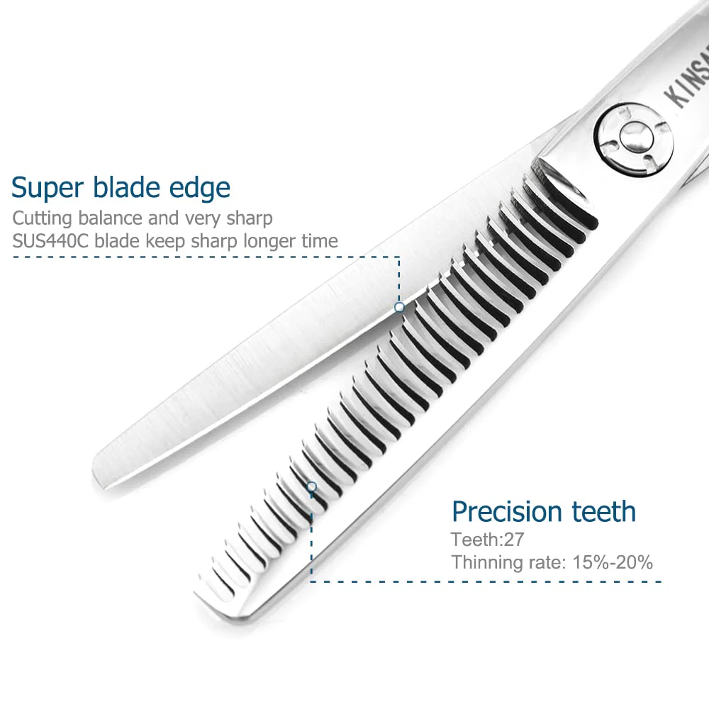 Hair Thinning Scissors 5.75 Inch Hair Shears Professional Barber Scissors Sharp Hair Thinning Shears Convex Razor Edge 440c KINSARO for Hairdresser Barbershop or Home Use - Image 4