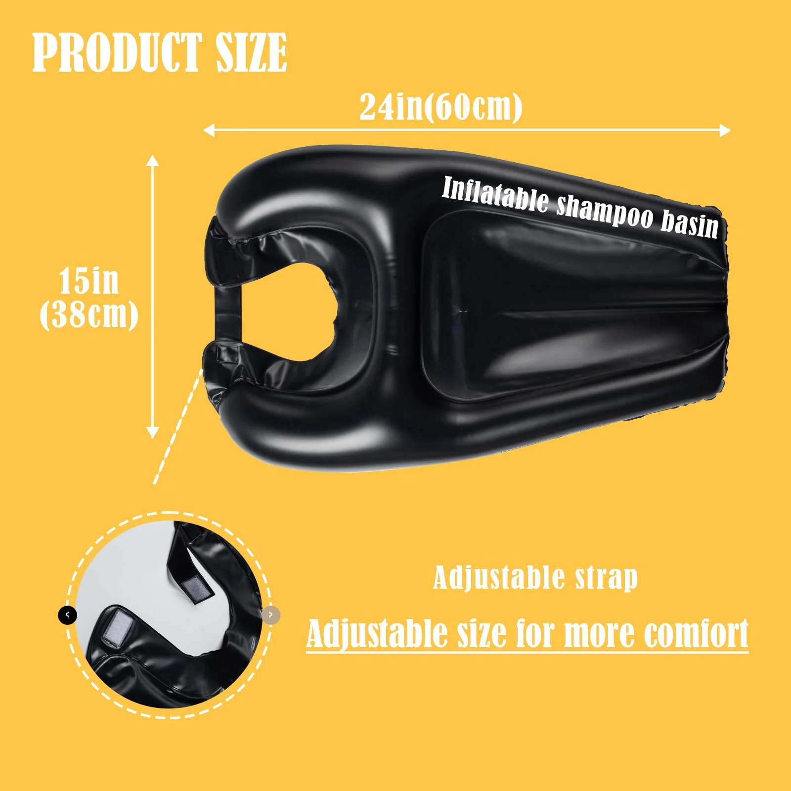 Hair Washing Basin for Bedridden Inflatable Hair Washing Sink for Wheelchair Portable Shampoo Bowls at Home for Handicapped, Kids - Image 2