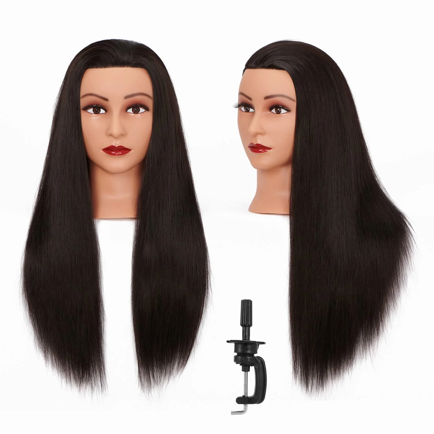 Hairginkgo Mannequin Head 26"-28" Super Long Synthetic Yaki Fiber Hair Manikin Head Styling Hairdresser Training Head Cosmetology Doll Head for Cutting Braiding Practice with Clamp (91806BY0220)